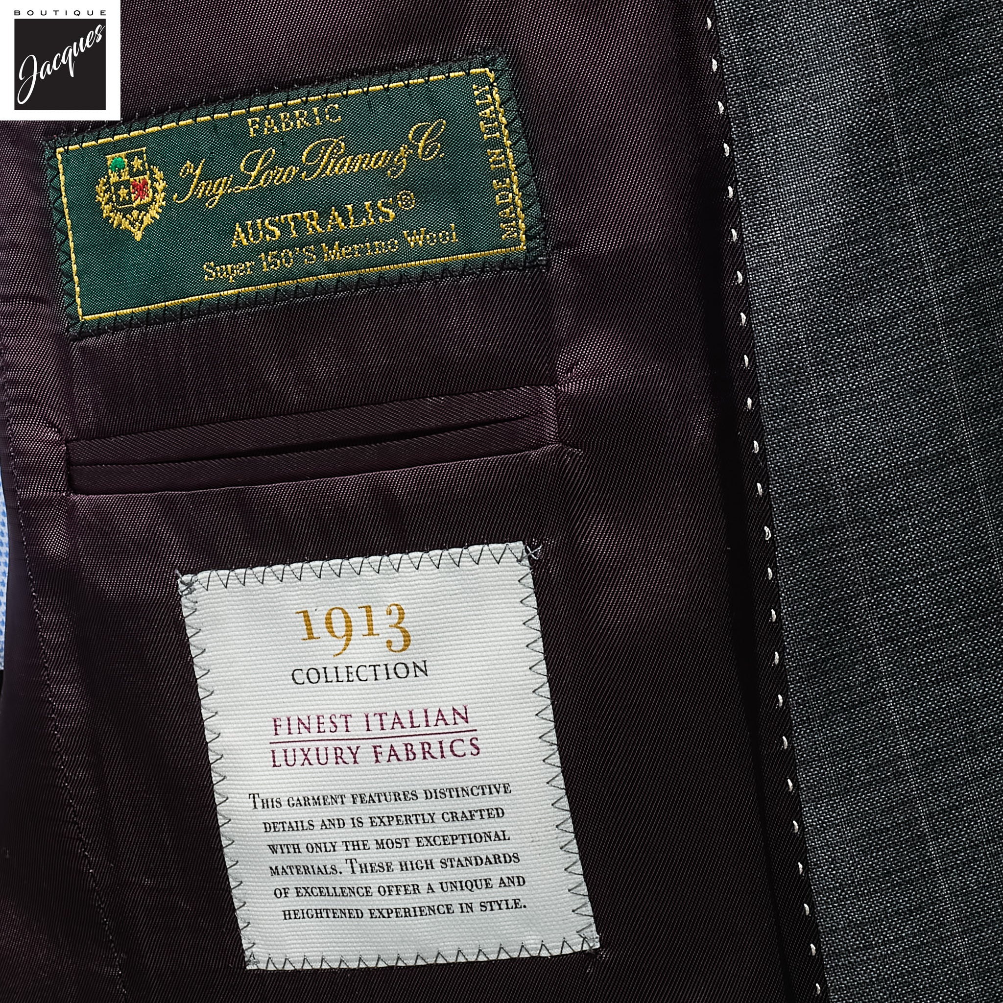 Charcoal Gray Stripe Super 150's Wool Essence Modern Fit Suit - Jack Victor 1913 - Image 4