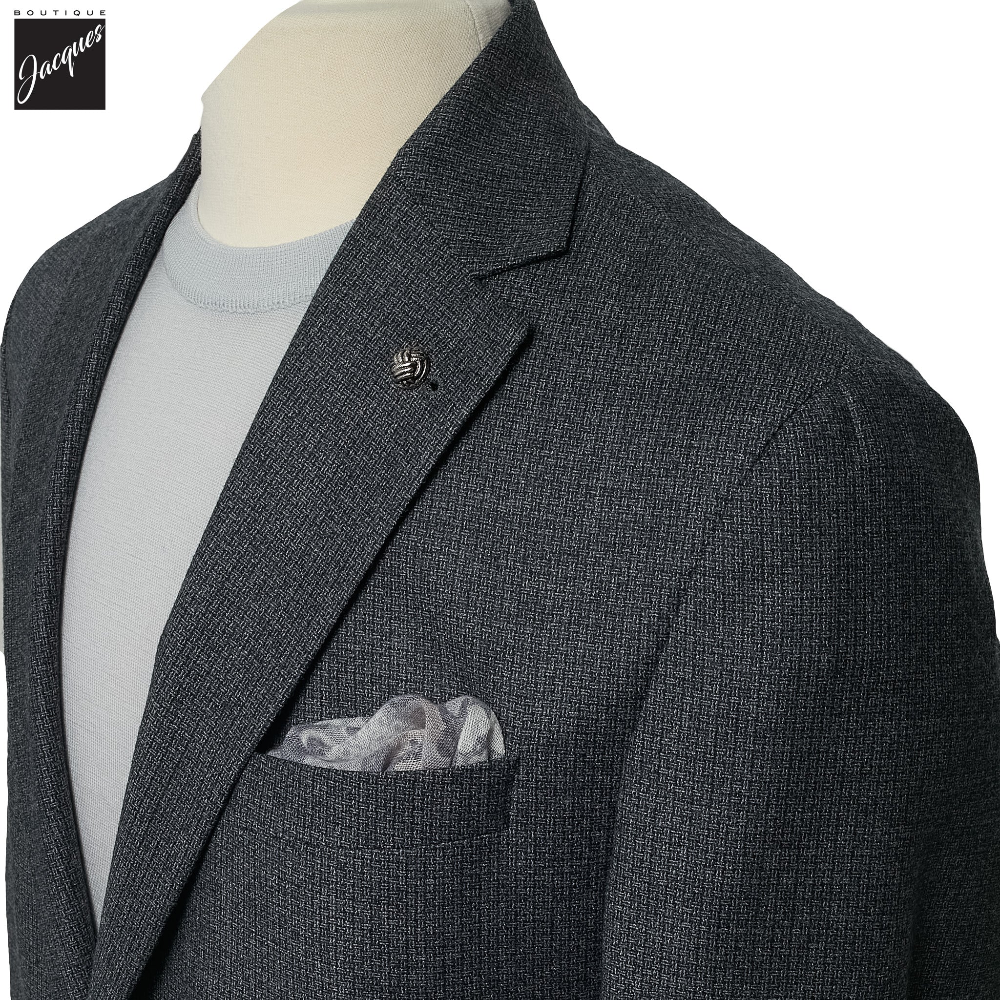 Charcoal Neat Wool Unconstructed Irving Contemporary Fit Wool Suit - Jack Victor - Image 2