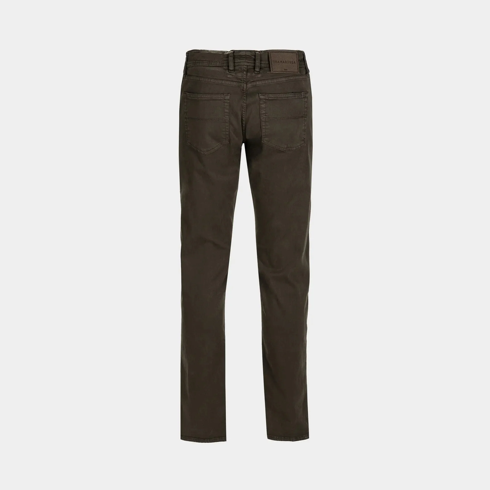 Coffee Brown Soft Dye Leonardo Slim Super-Stretch Five Pocket Pants - TRAMAROSSA - Image 2