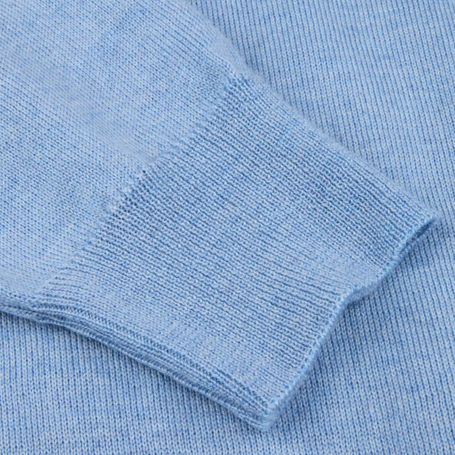 Cornflower Blue Merino Wool Crew Neck Sweater w/ Elbow Patches - Stenströms - Image 5