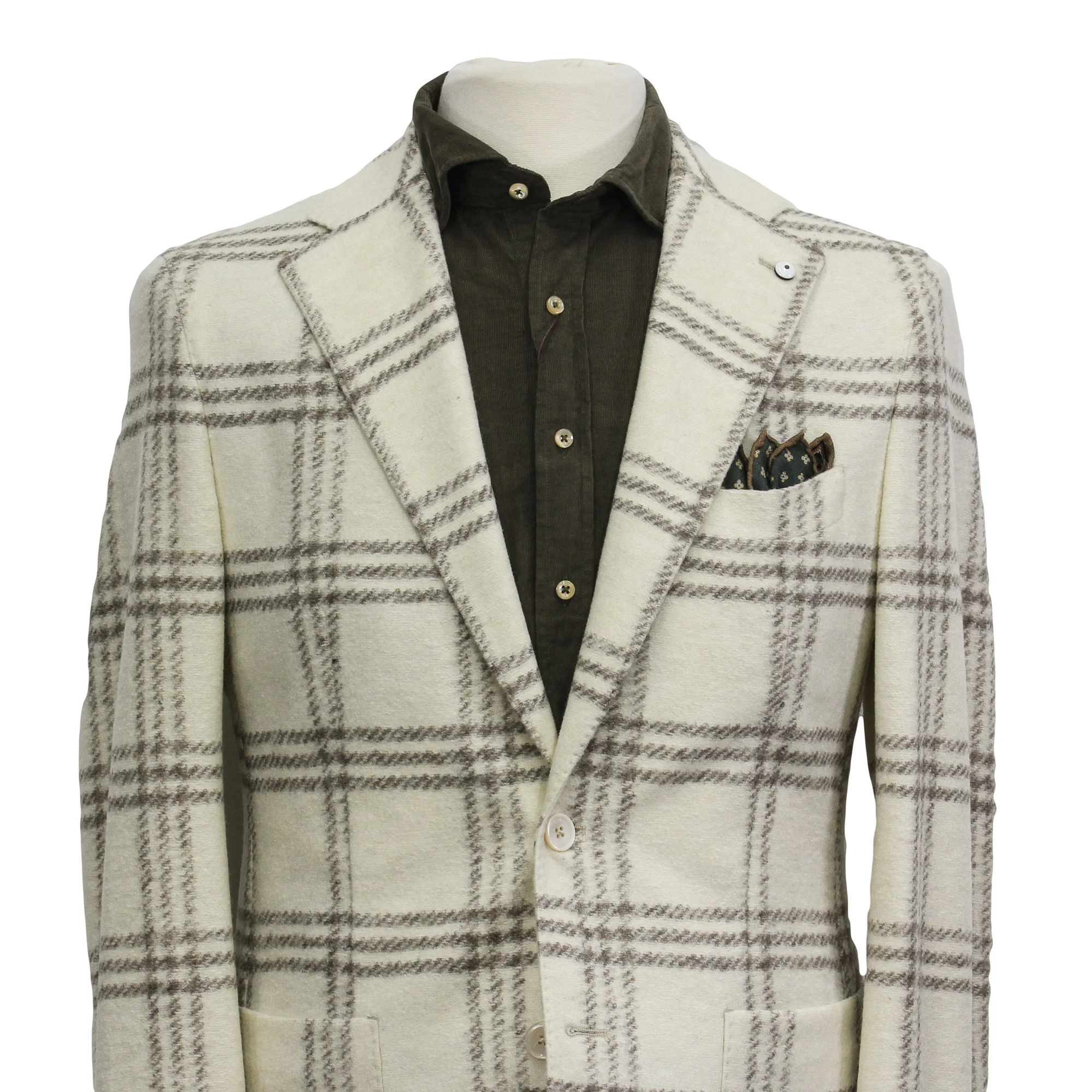 Cream Check Wool-Blend Unconstructed Contemporary Sport Jacket - L.B.M. 1911 - Image 4