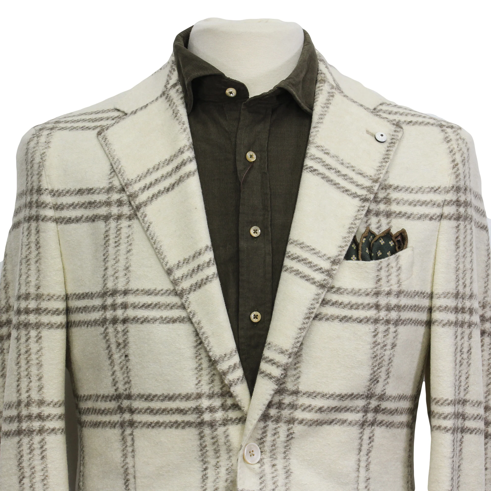 Cream Check Wool-Blend Unconstructed Contemporary Sport Jacket - L.B.M. 1911 - Image 5