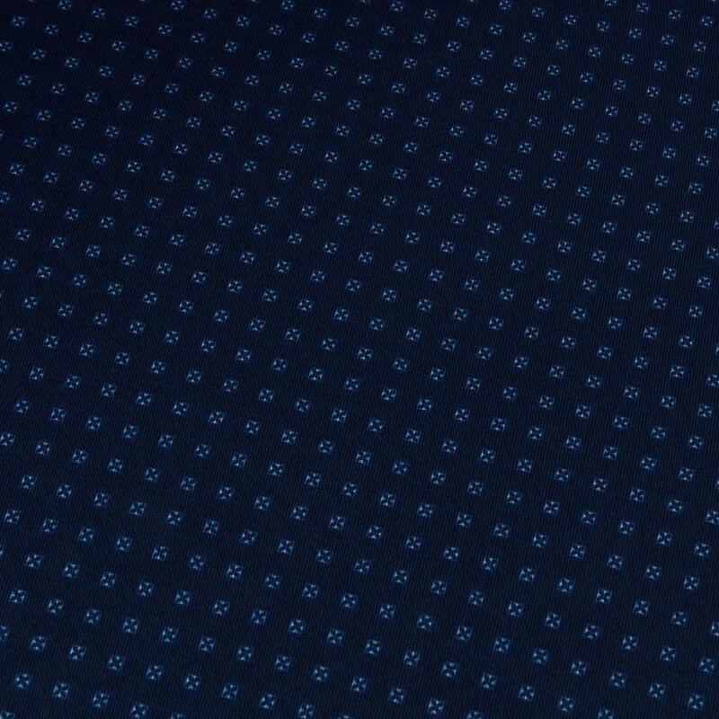 Dark Blue Micro Floral Printed Silk Hankie - Stenströms - Image 3