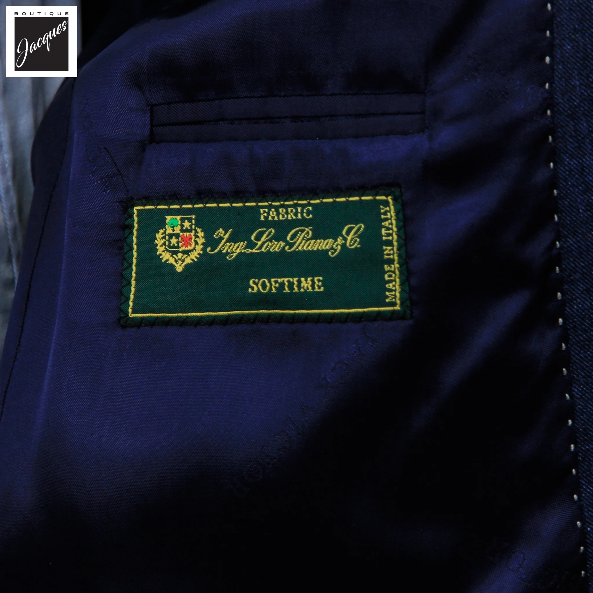 Dark Blue Wool/Silk/Linen Stretch Marco Contemporary Fit Suit - Jack Victor - Image 4