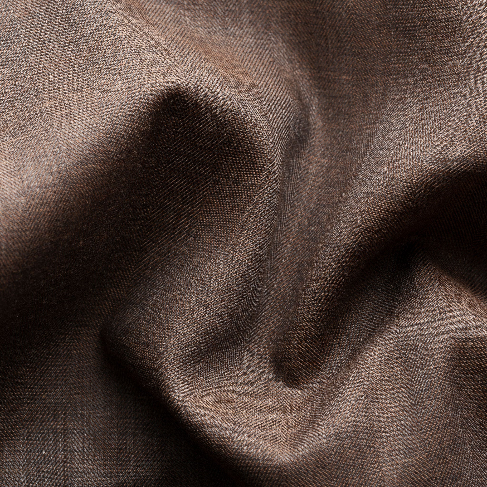 Dark Brown Herringbone Light Weight Flannel Slim Fit Shirt - ETON - Image 9