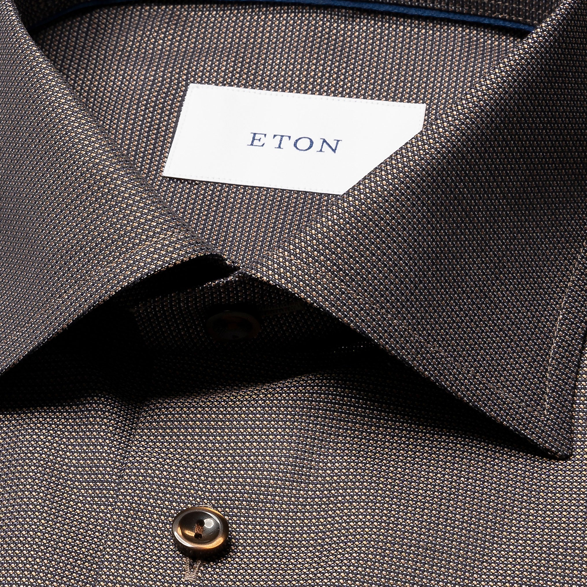 Dark Brown Semi-Solid Royal Oxford Slim Fit Shirt - ETON - Image 3