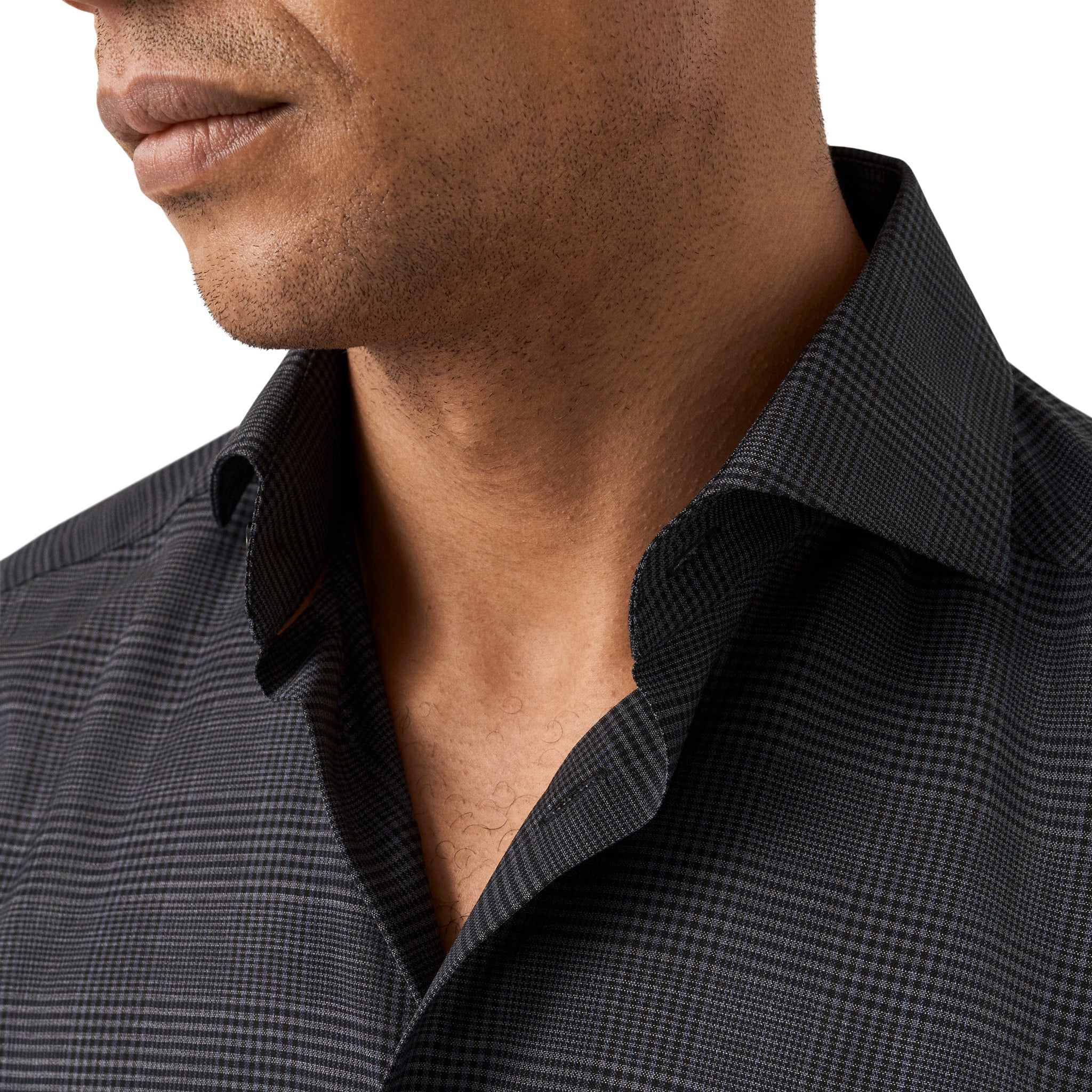 Dark Gray Check Merino Wool Slim Fit Shirt - ETON - Image 4