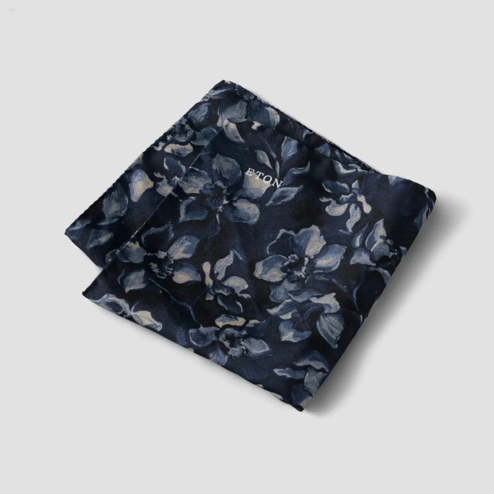 Dark Gray Floral Silk Pocket Square - ETON - Image 2