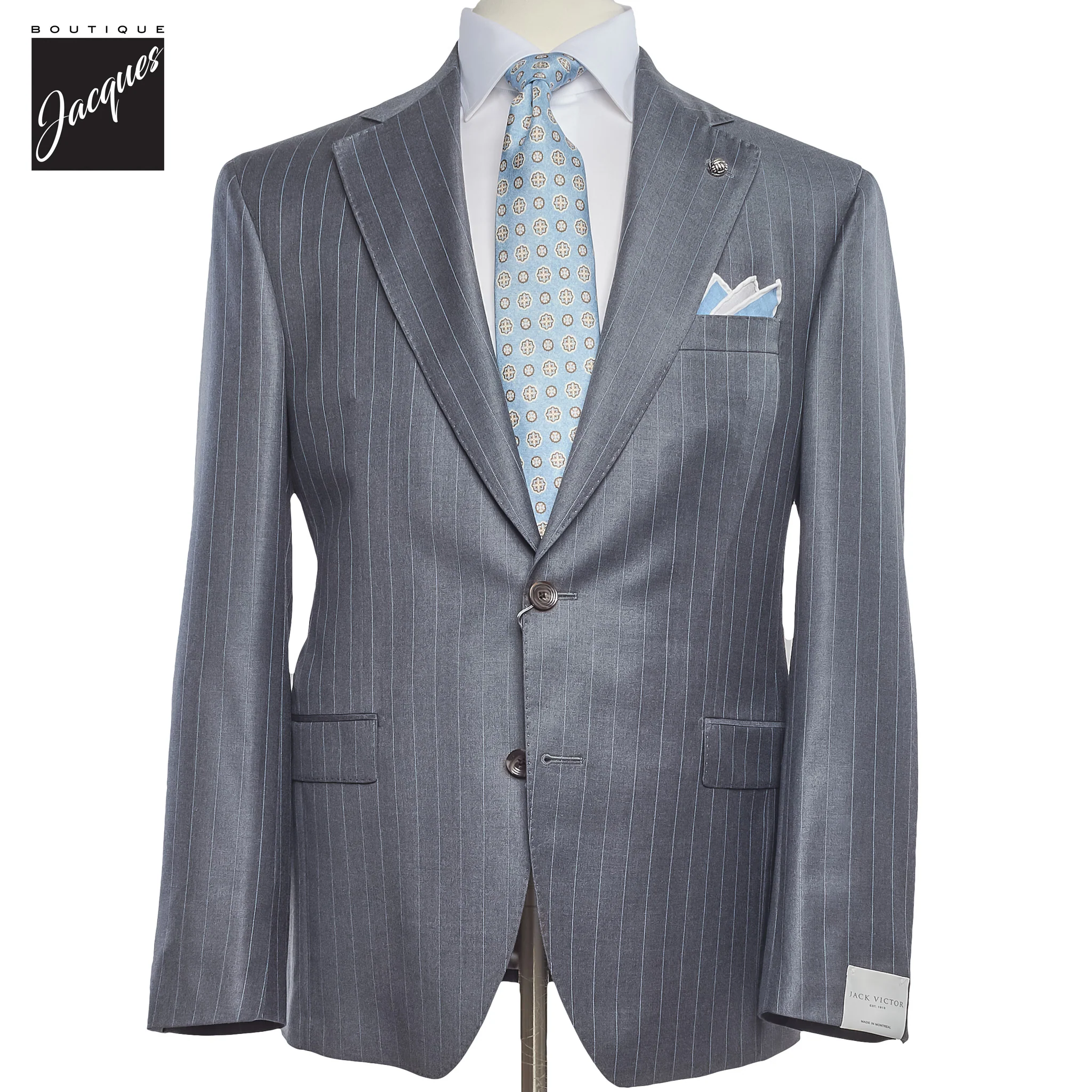 Gray Pin-Stripe Super 150's Wool Mason Contemporary Fit Suit - Jack Victor 1913