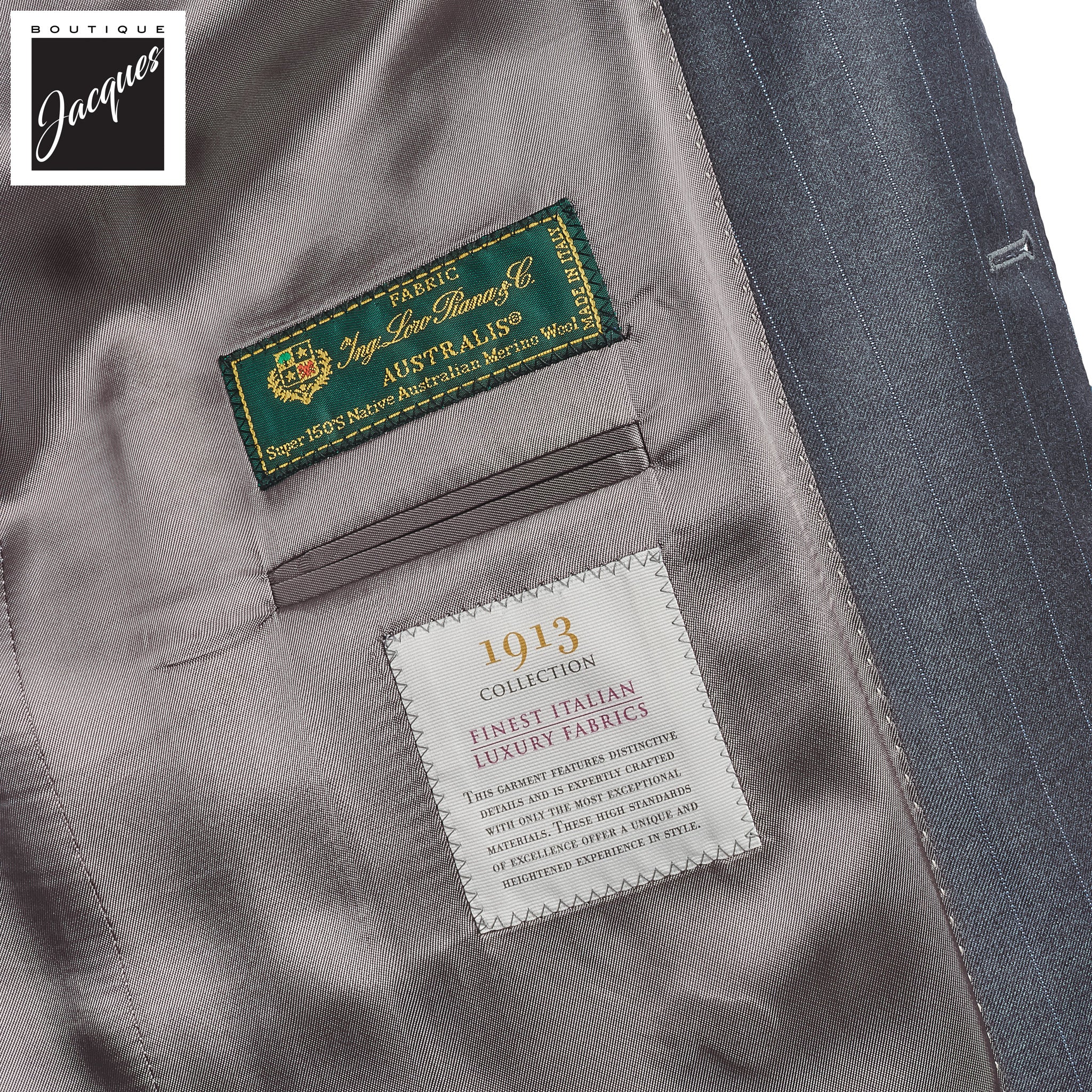 Gray Pin-Stripe Super 150's Wool Mason Contemporary Fit Suit - Jack Victor 1913 - Image 5