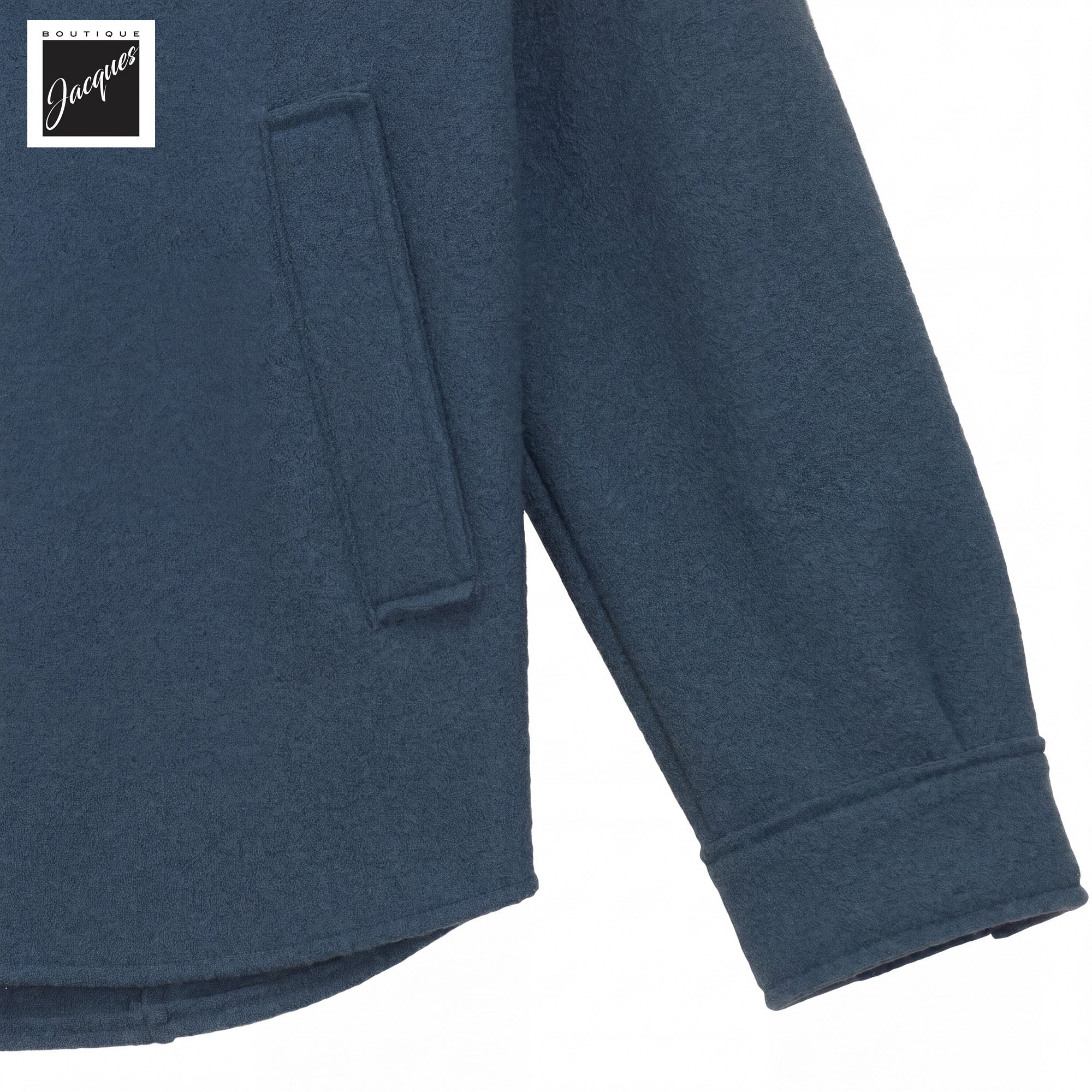 Dark Teal Green Boiled Wool Laser Cut Overshirt - Phil Petter - Image 4