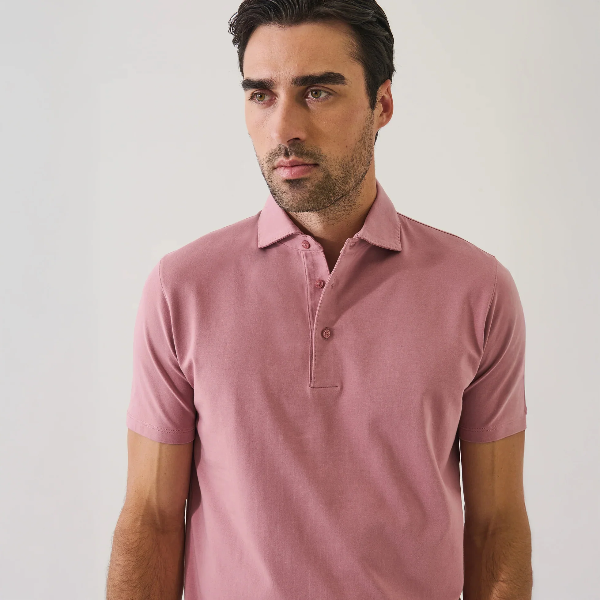 Dusty Pink Pima Cotton Stretch Short Sleeve Polo - Patrick Assaraf - Image 4