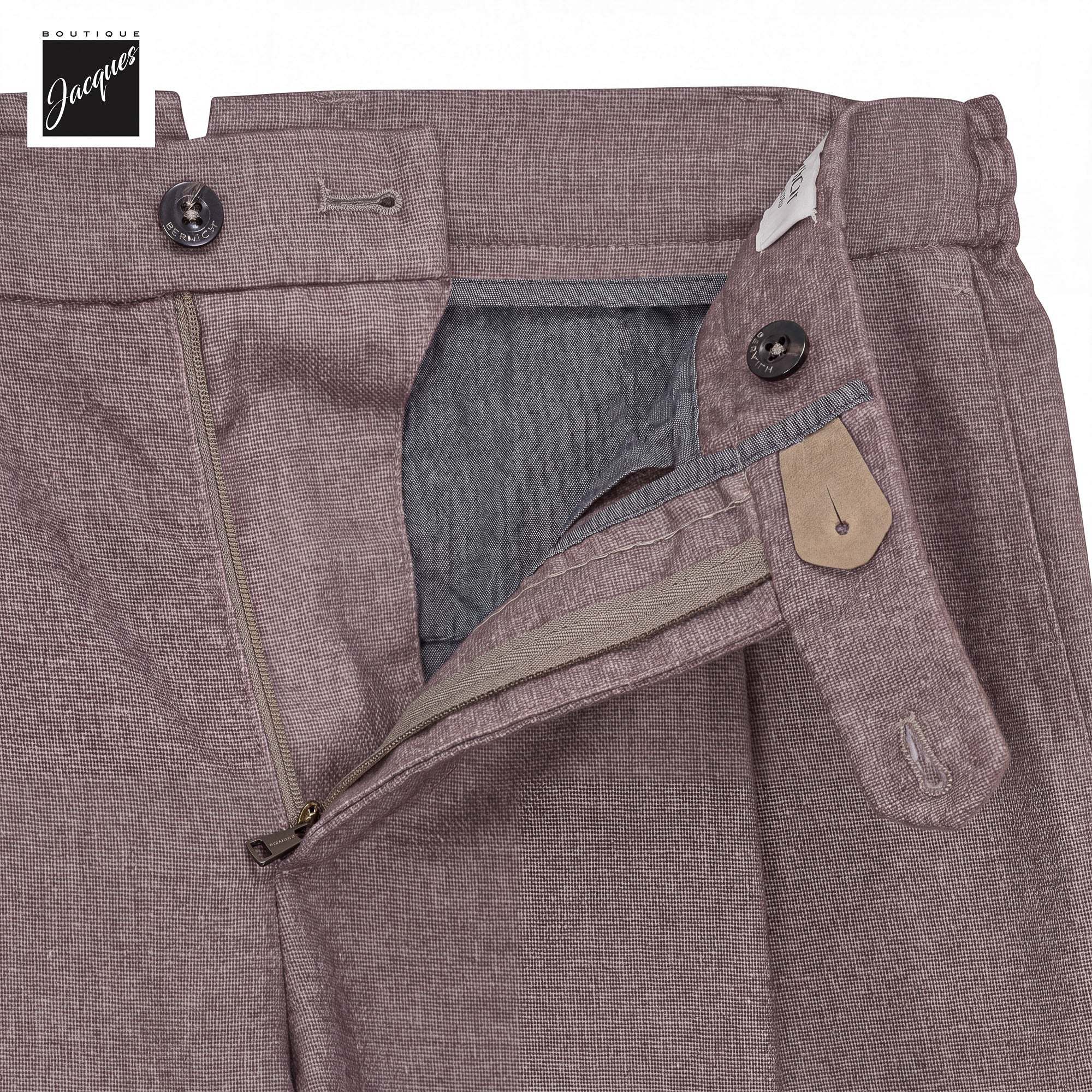 Dusty Rose Mélange Cashmere-Blend XRetro Long Pleated Trousers - Berwich - Image 4
