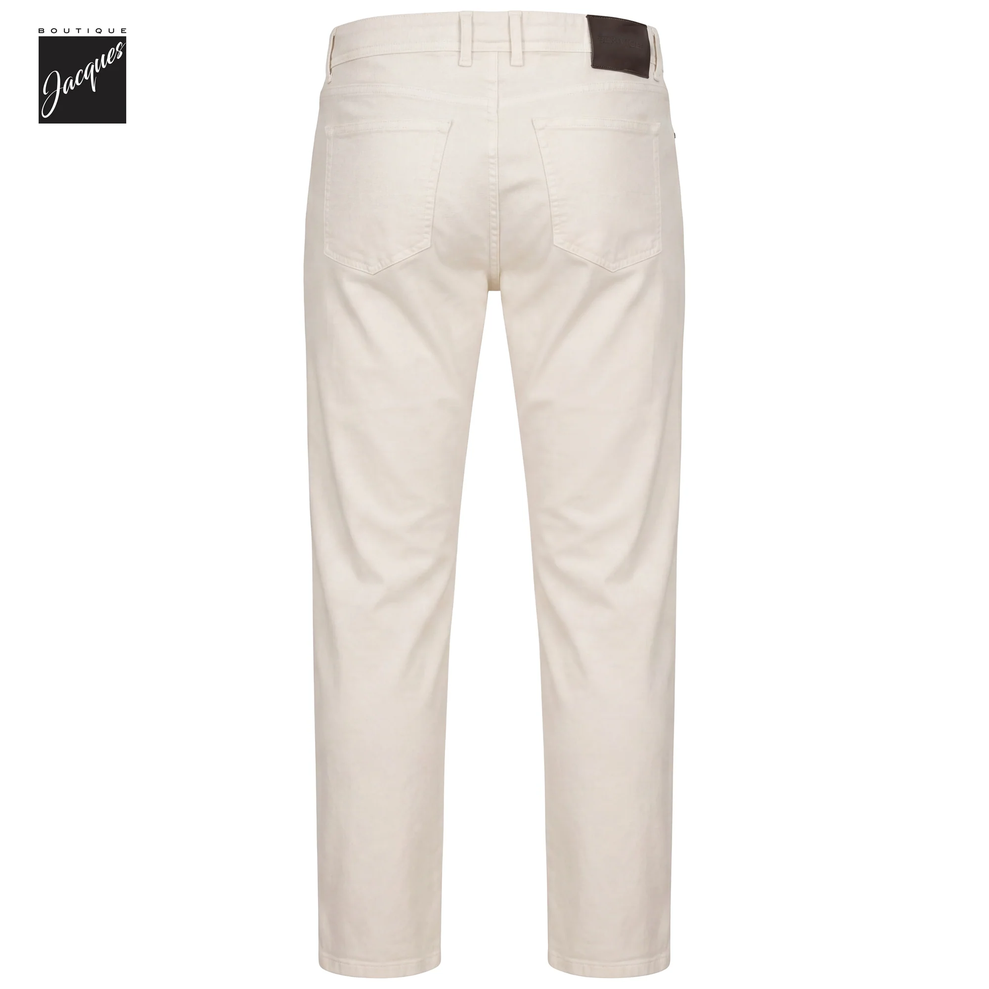 Ecru Gabardine Cotton-Stretch Morello Slim Fit Five Pocket Pants - Berwich - Image 2