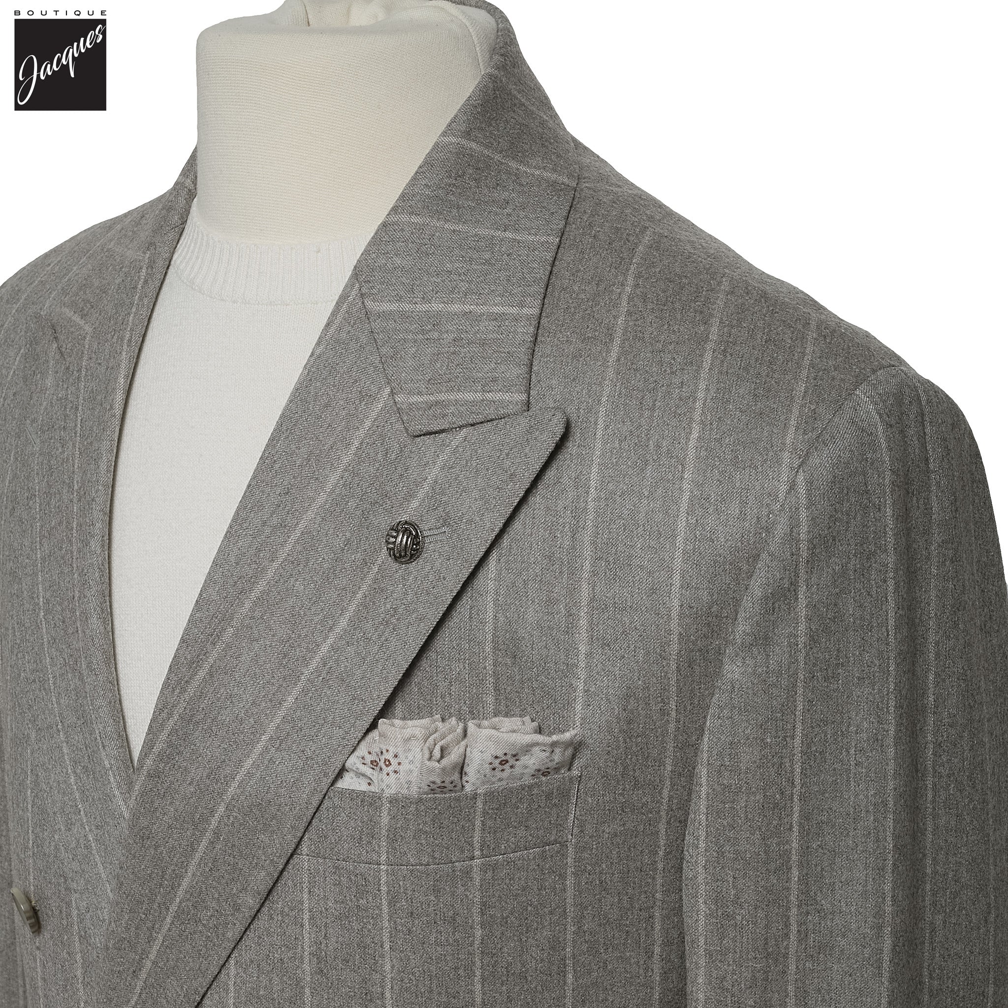 Gray Chalk Stripe Ian Contemporary Fit Unconstructed  Suit - Jack Victor - Image 2