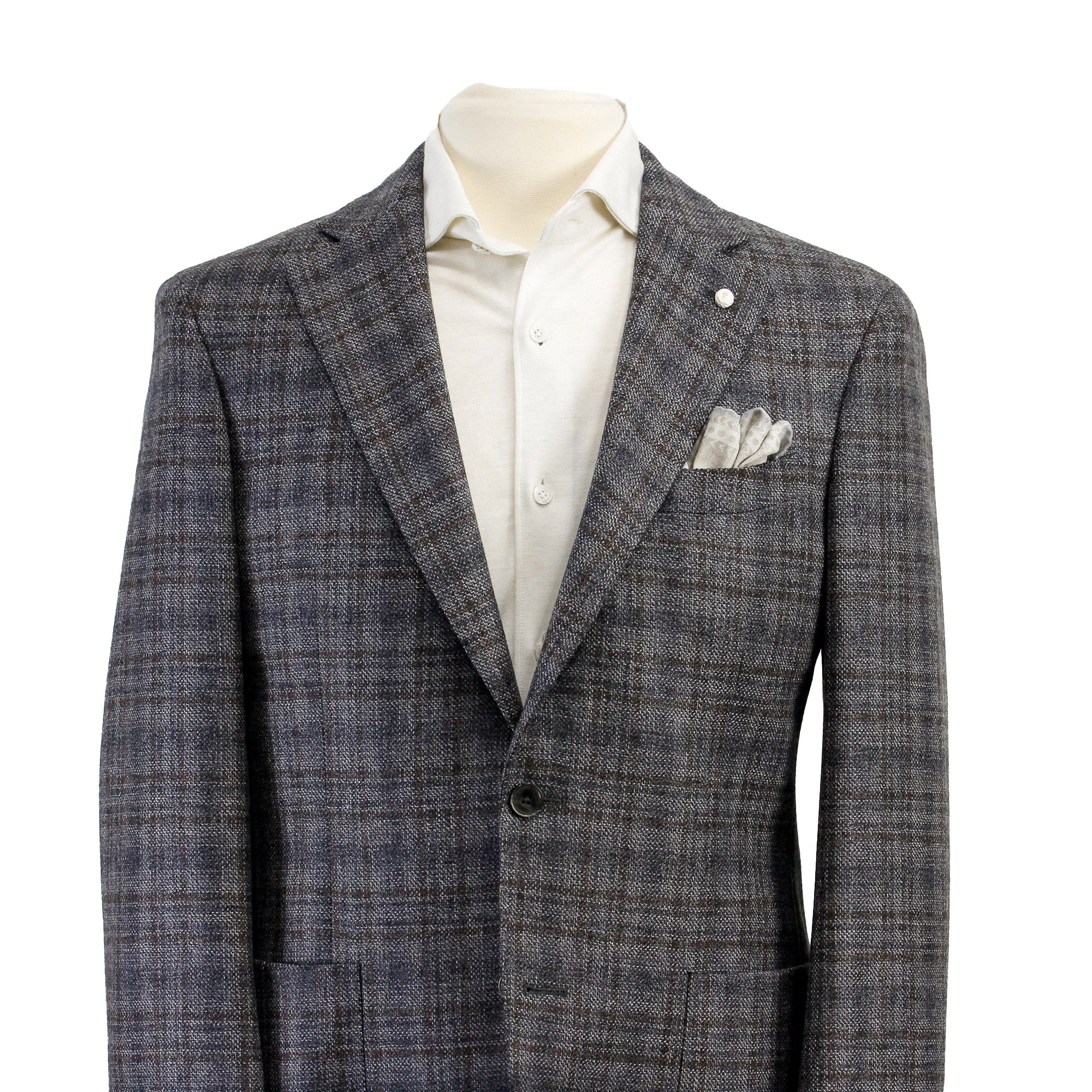 Gray Check Contemporary Fit Sport Jacket - Luigi Bianchi Mantova - Image 2