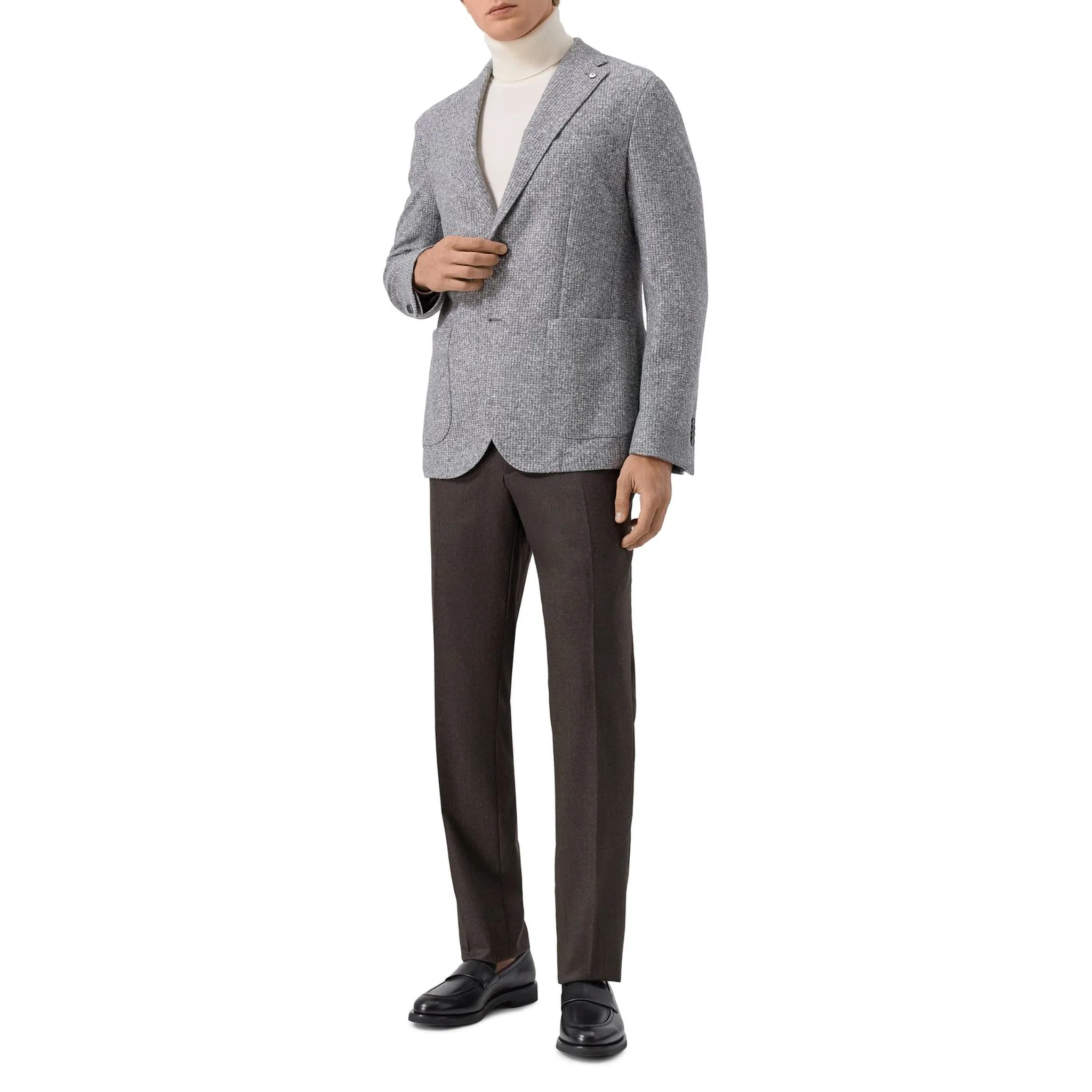 Gray Mélange Wool Jersey Unconstructed Contemporary Sport Jacket - L.B.M. 1911 - Image 12