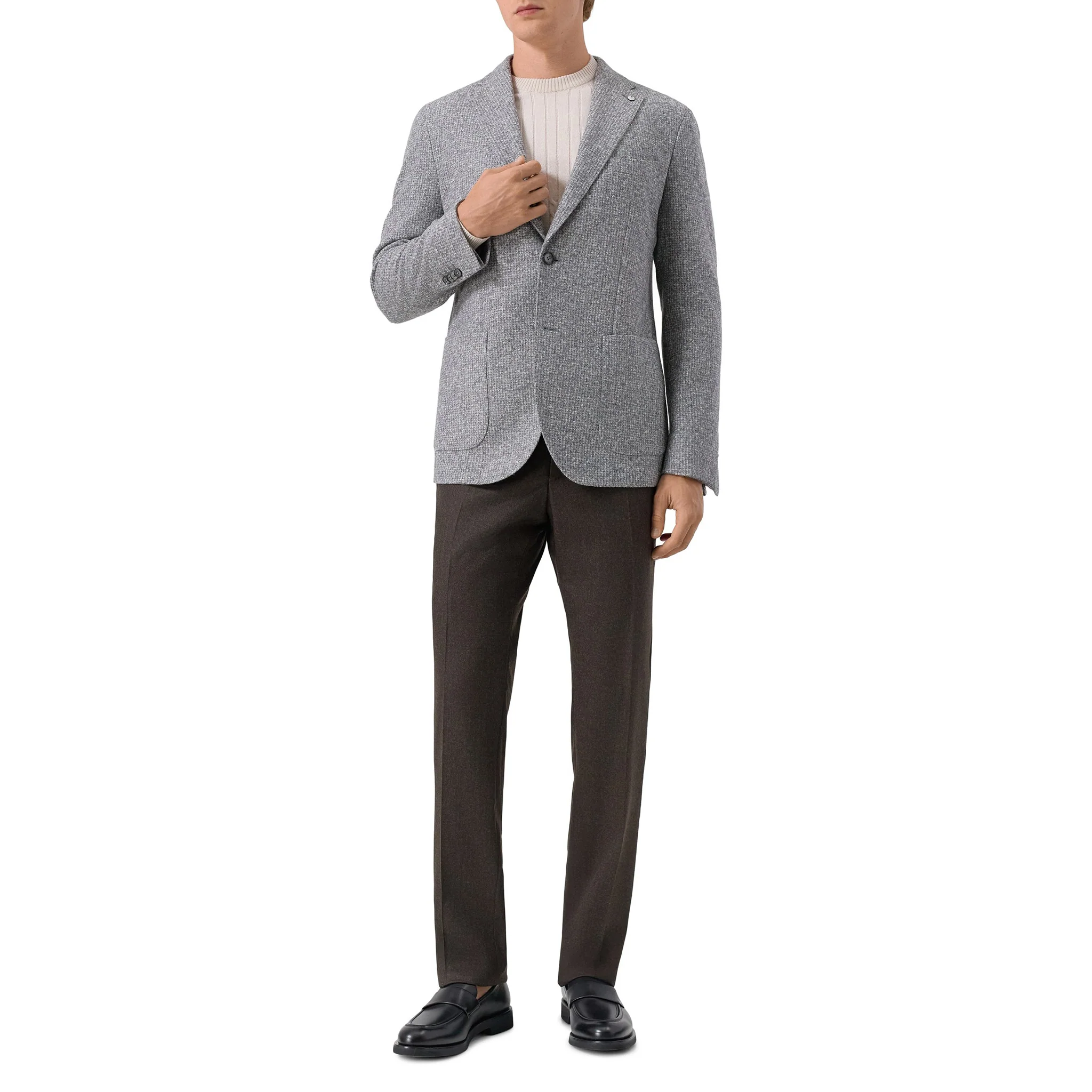 Gray Mélange Wool Jersey Unconstructed Contemporary Sport Jacket - L.B.M. 1911 - Image 3