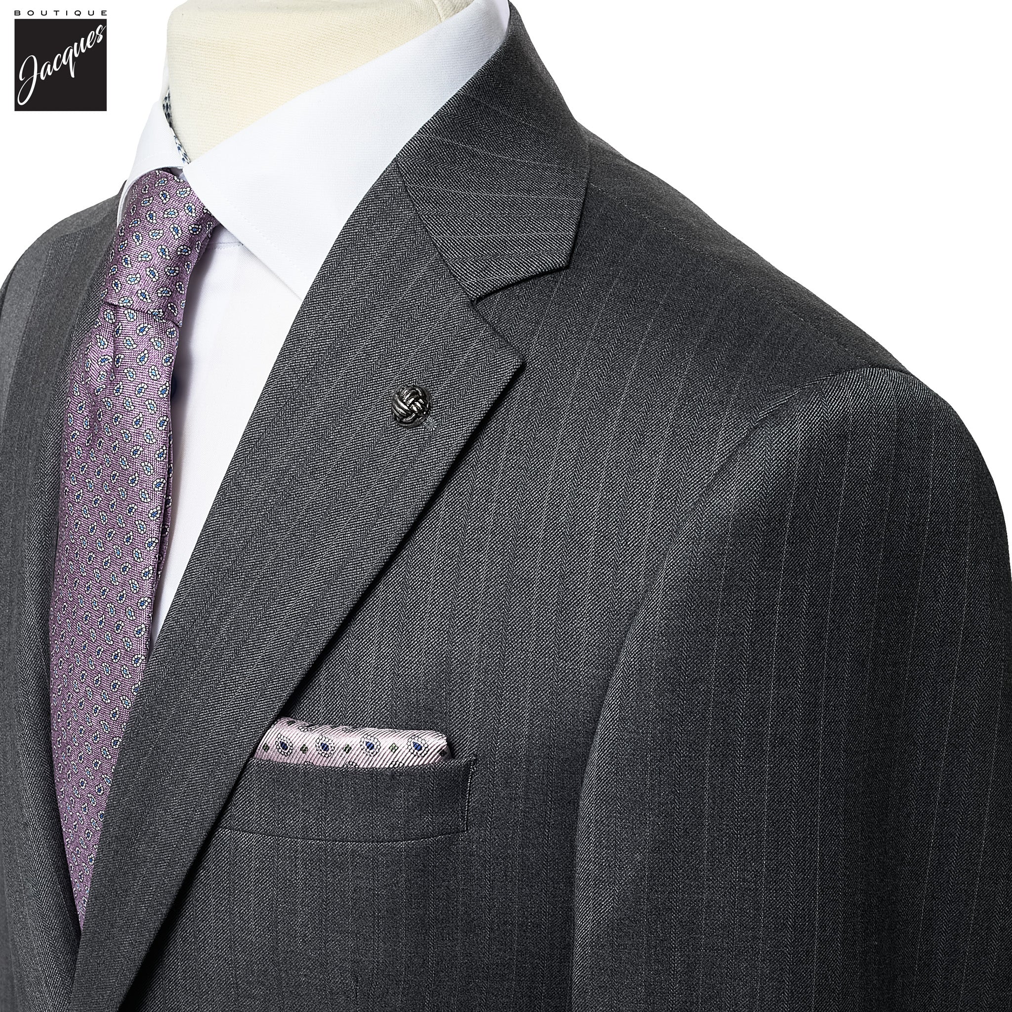 Gray Stripe Napoli Classic Fit Superfine Merino Wool Suit - Jack Victor - Image 2