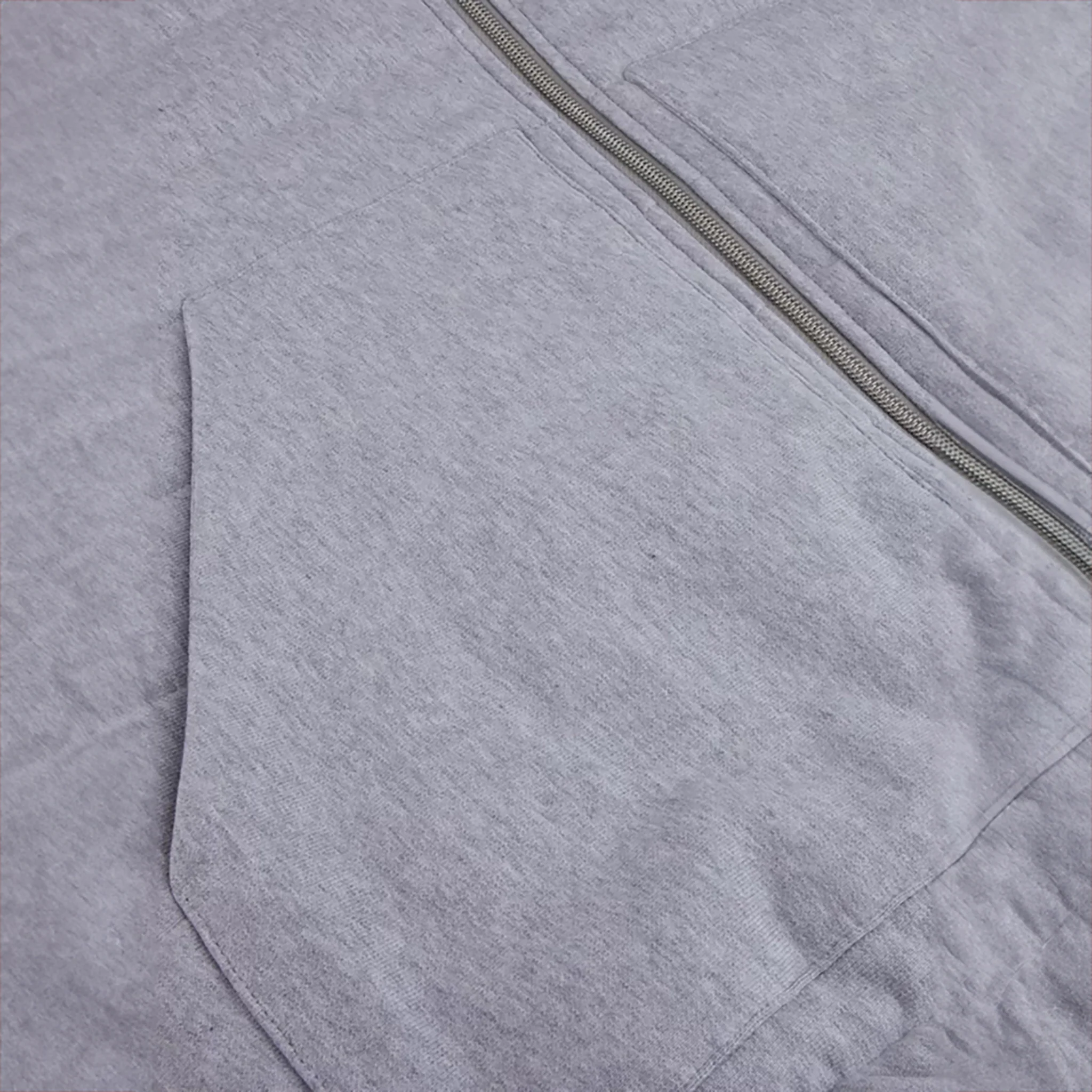 Light Grey Quilted Flannel Cotton Zip Bomber - Stenströms - Image 9