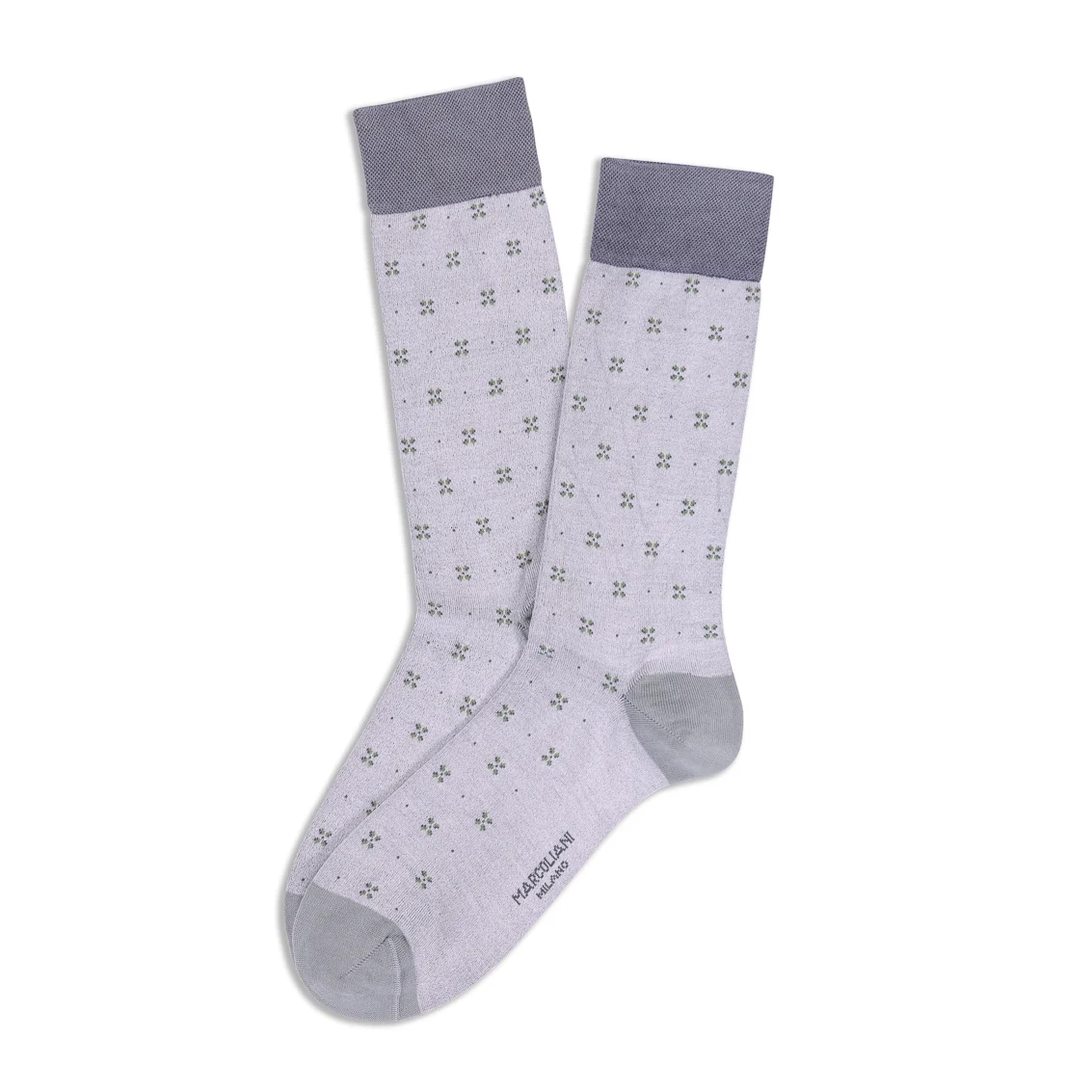 Ice Gray Fresh of Modal Tailor Flowers Mid-Calf Socks - Marcoliani