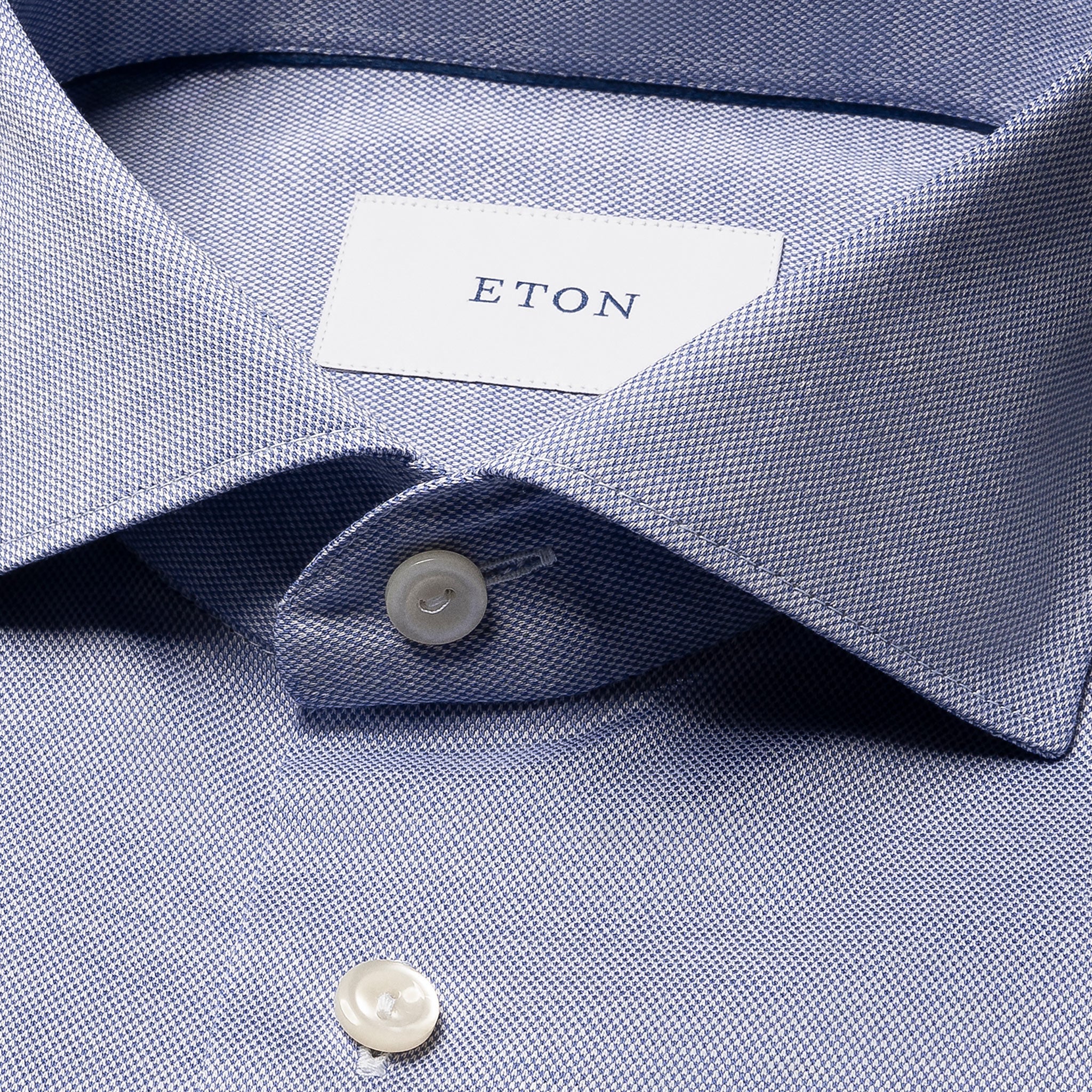 Indigo Blue Filo Di Scozia Knitted Cotton Slim Fit Casual Shirt - ETON - Image 8