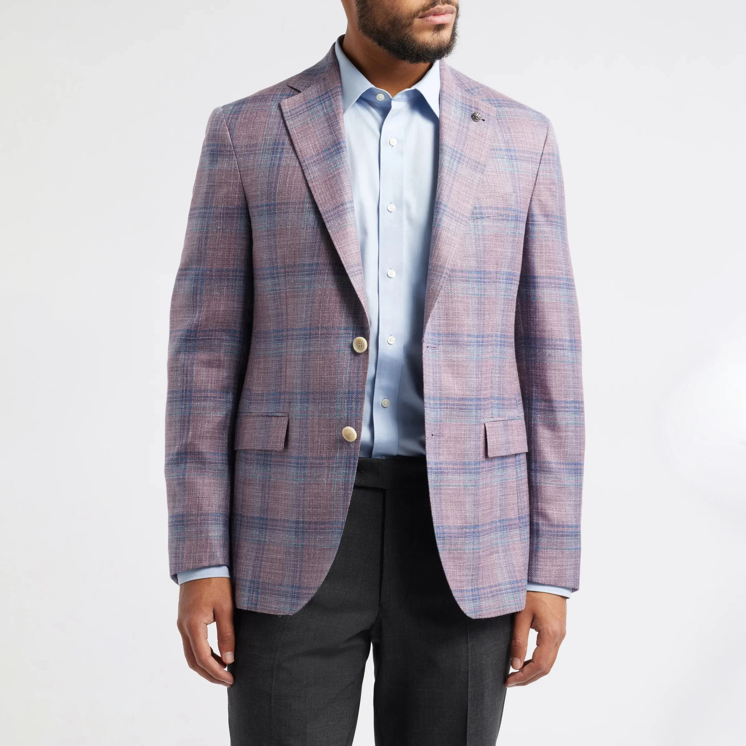 Lavender Check Wool/Silk/Linen Midland Contemporary Fit Sport Jacket - Jack Victor - Image 2