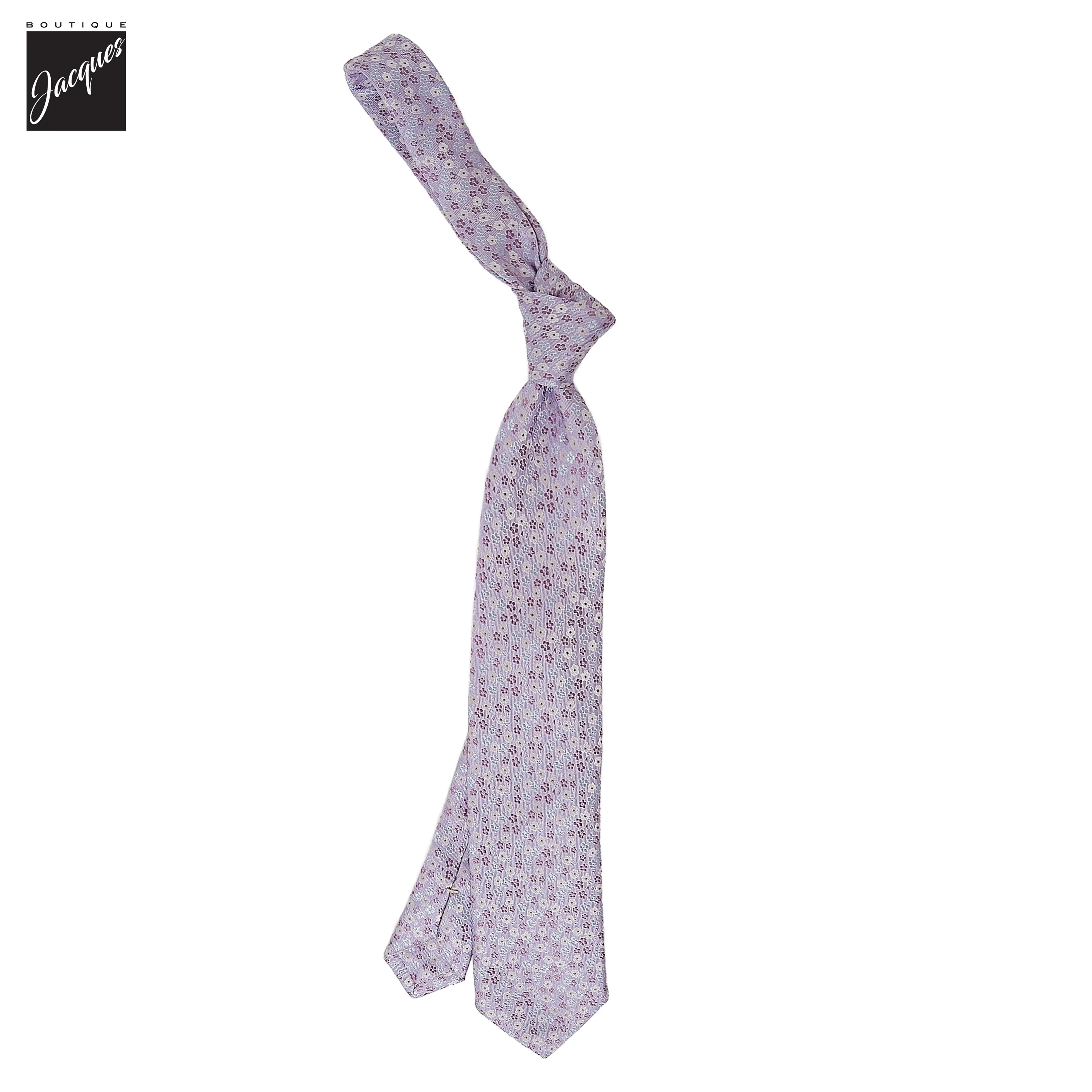 Lavender Floral Pattern Woven Silk Tie - Paolo Albizzati