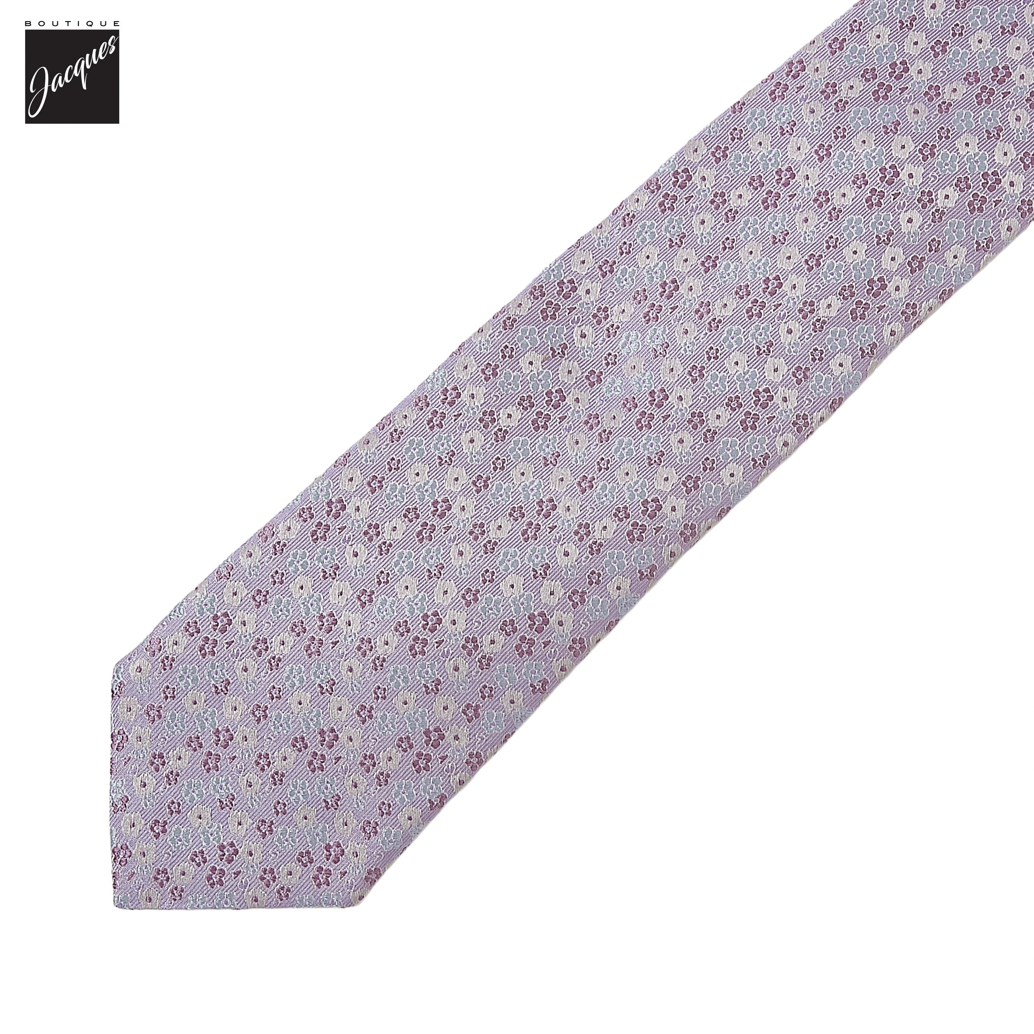 Lavender Floral Pattern Woven Silk Tie - Paolo Albizzati - Image 2