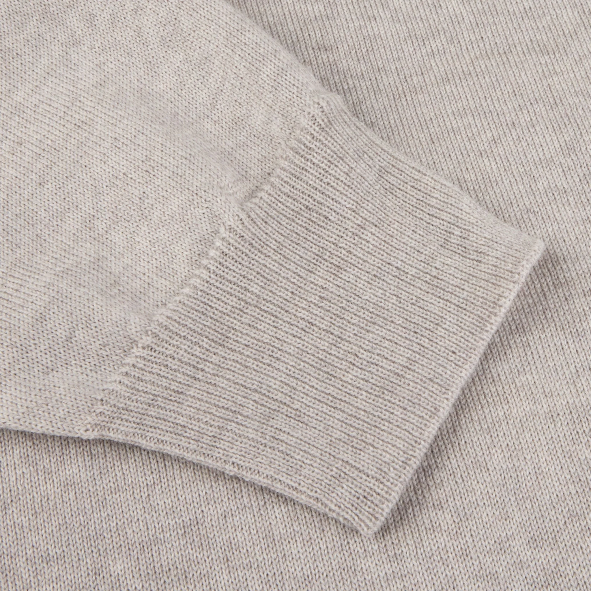 Light Beige Merino Wool Crew Neck Sweater w/ Elbow Patches - Stenströms - Image 5