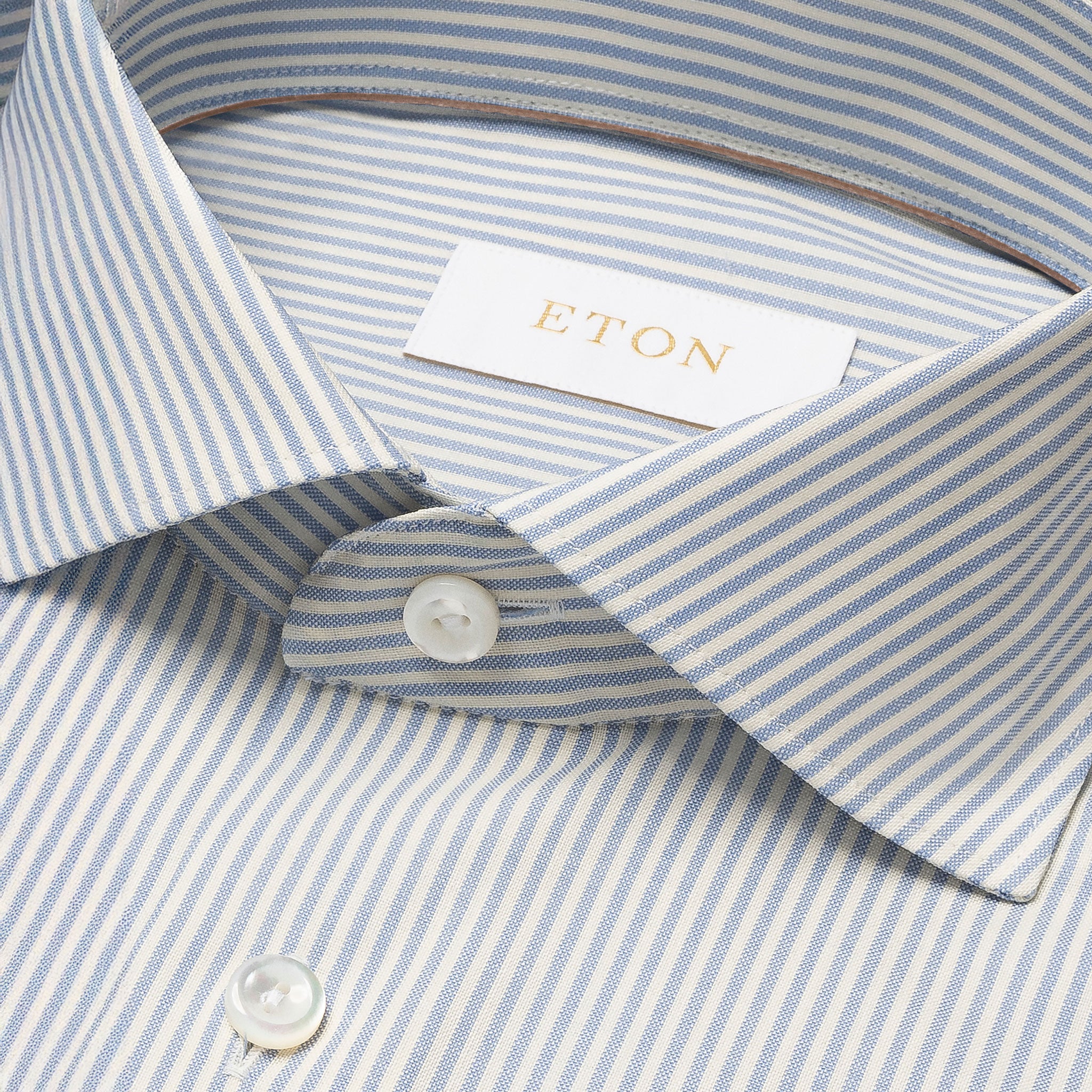 Light Blue Bengal Stripe Merino Wool Slim Fit Shirt - ETON - Image 3