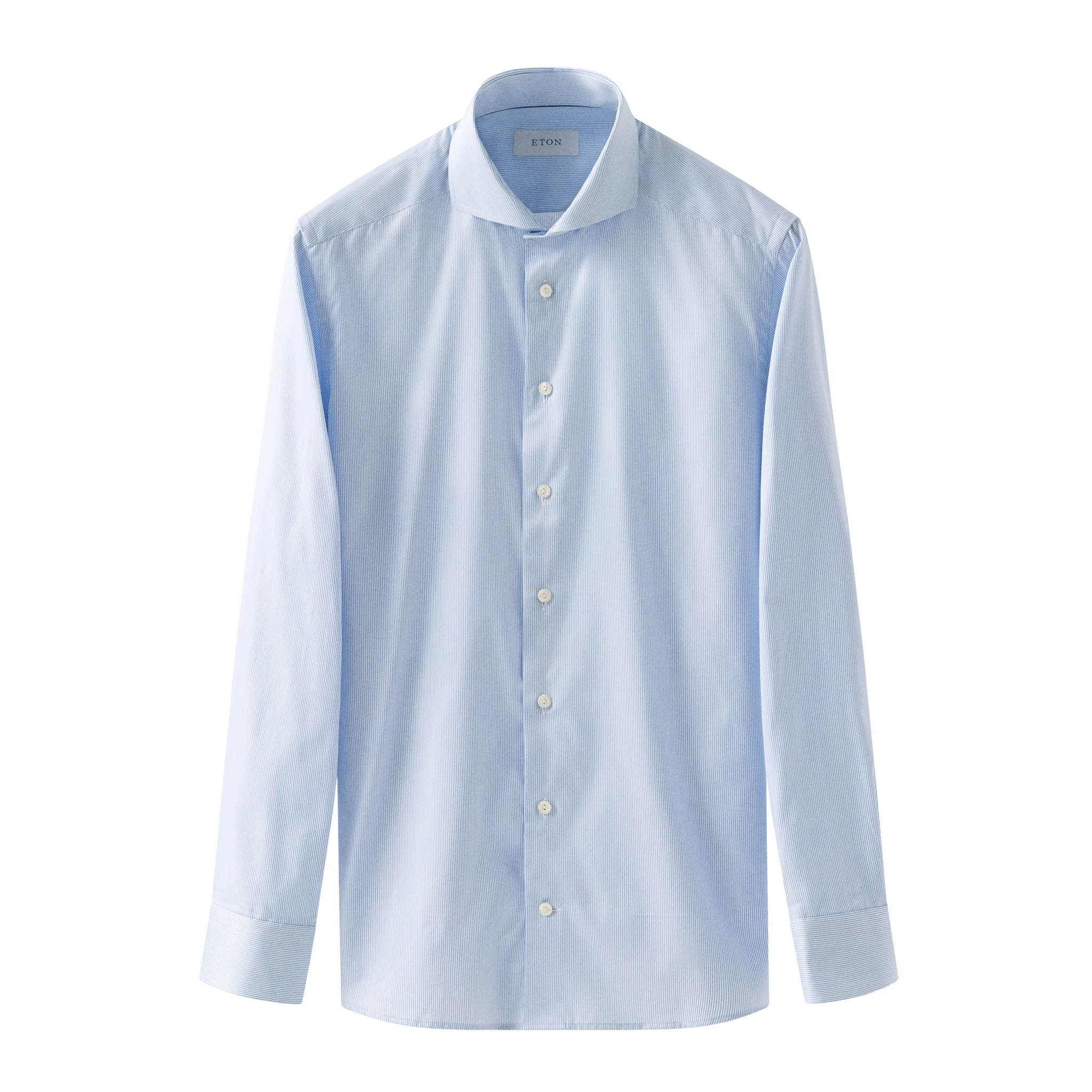 Light Blue Fine Striped Signature Twill Slim Fit Shirt - ETON - Image 5
