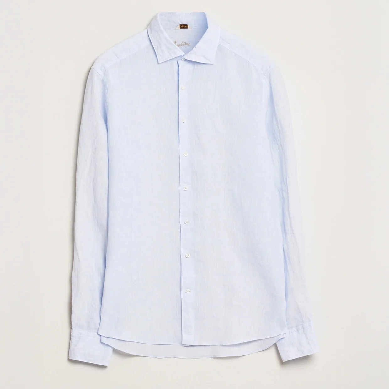 Light Blue Linen Casual Slimline Shirt - Stenströms - Image 8