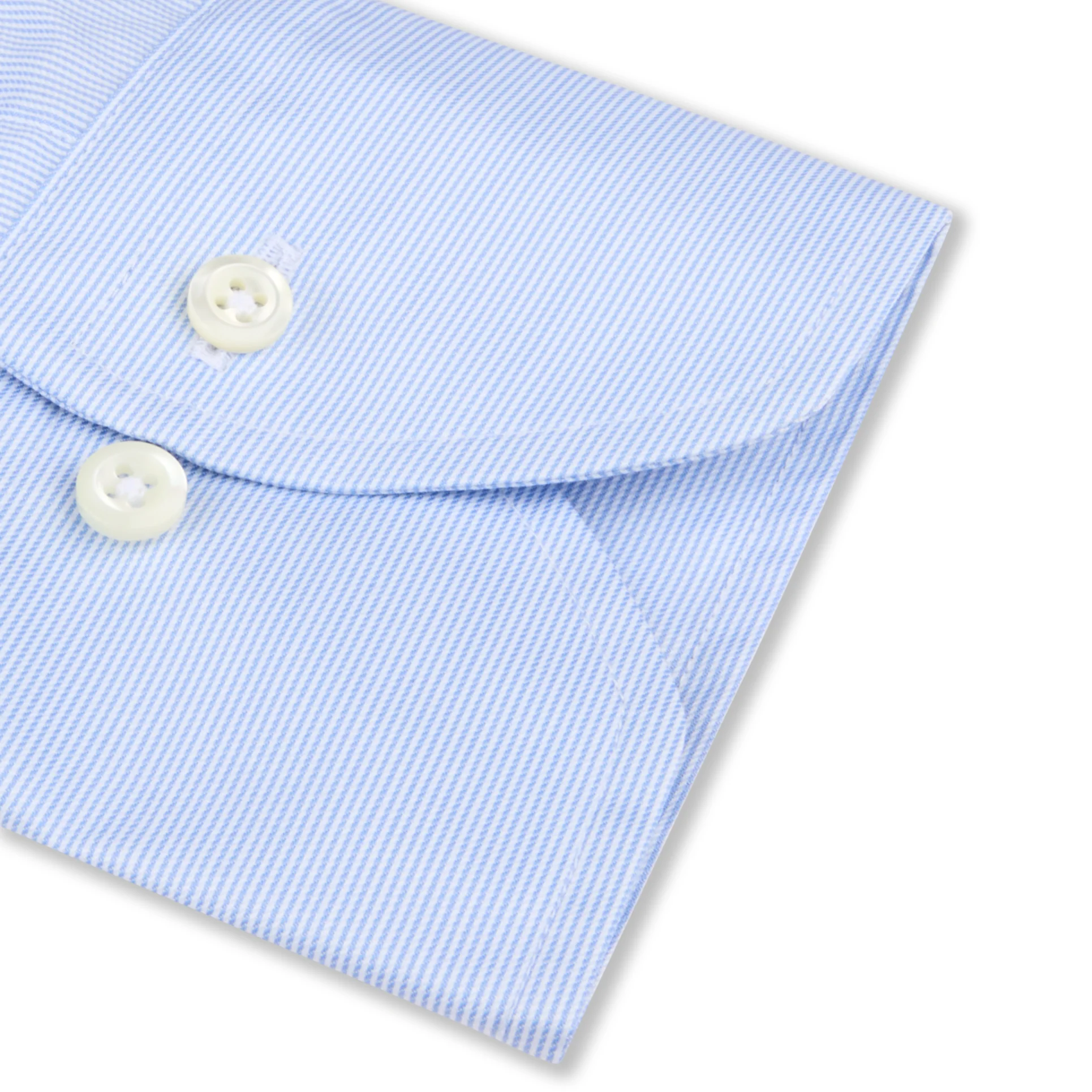 Light Blue Fine Striped Twill One-Piece Collar Slimline Casual Shirt - Stenströms - Image 4