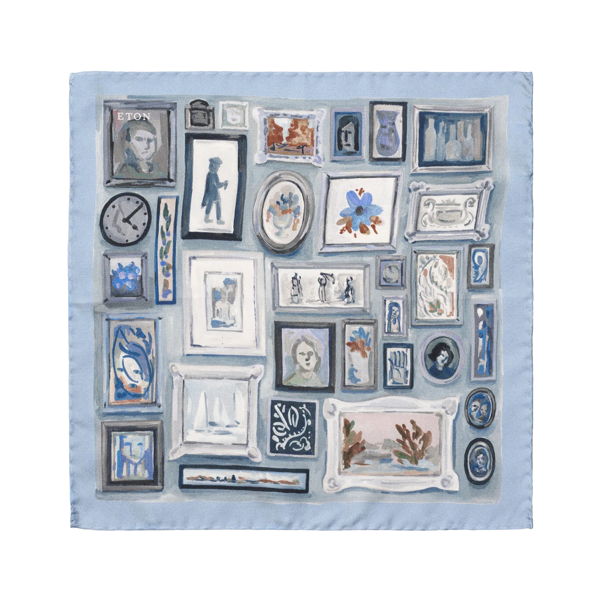 Light Blue Portrait Silk Twill Pocket Square - ETON - Image 2