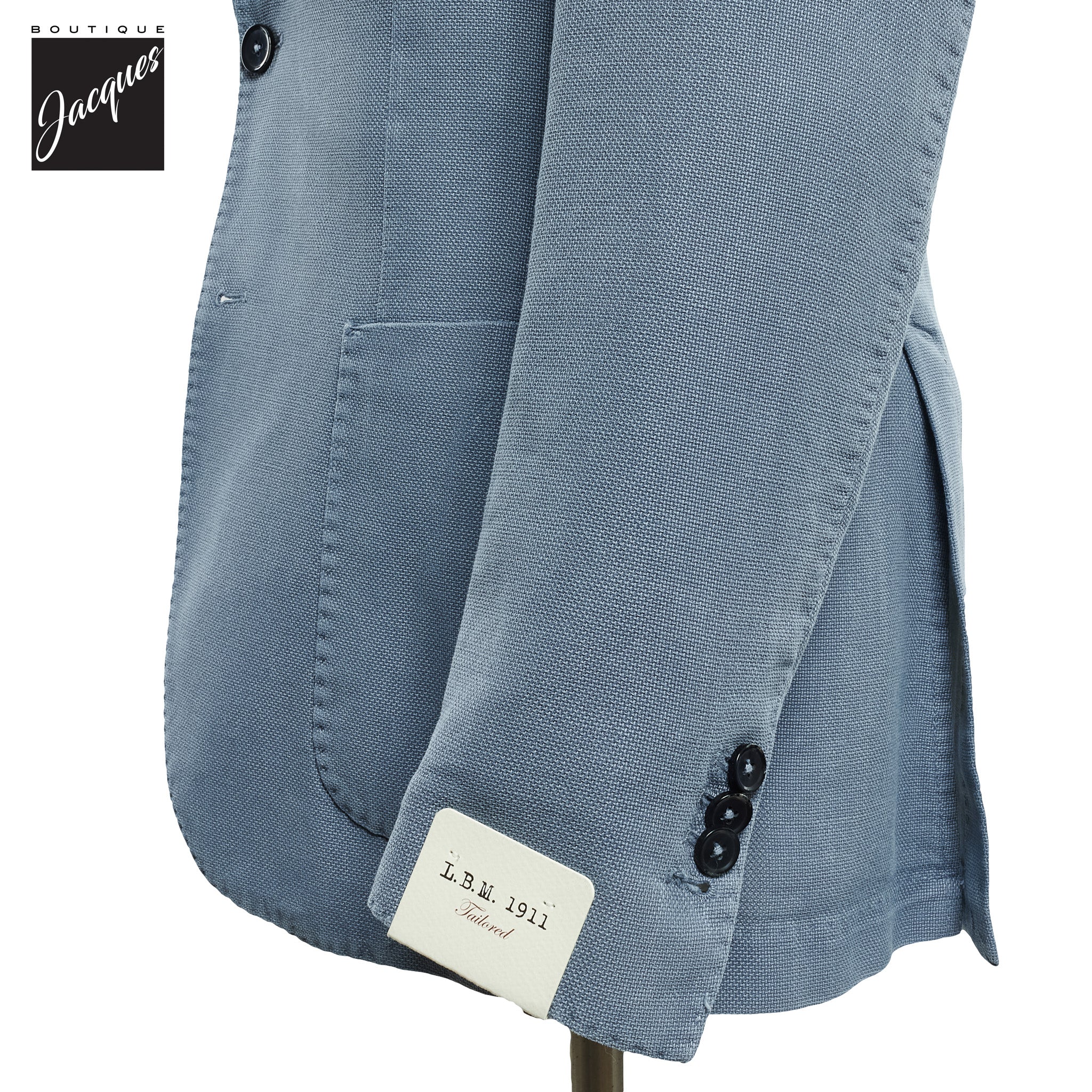 Light Blue Solid Cotton-Ramie Unconstructed Contemporary Fit Sport Jacket - L.B.M. 1911 - Image 4