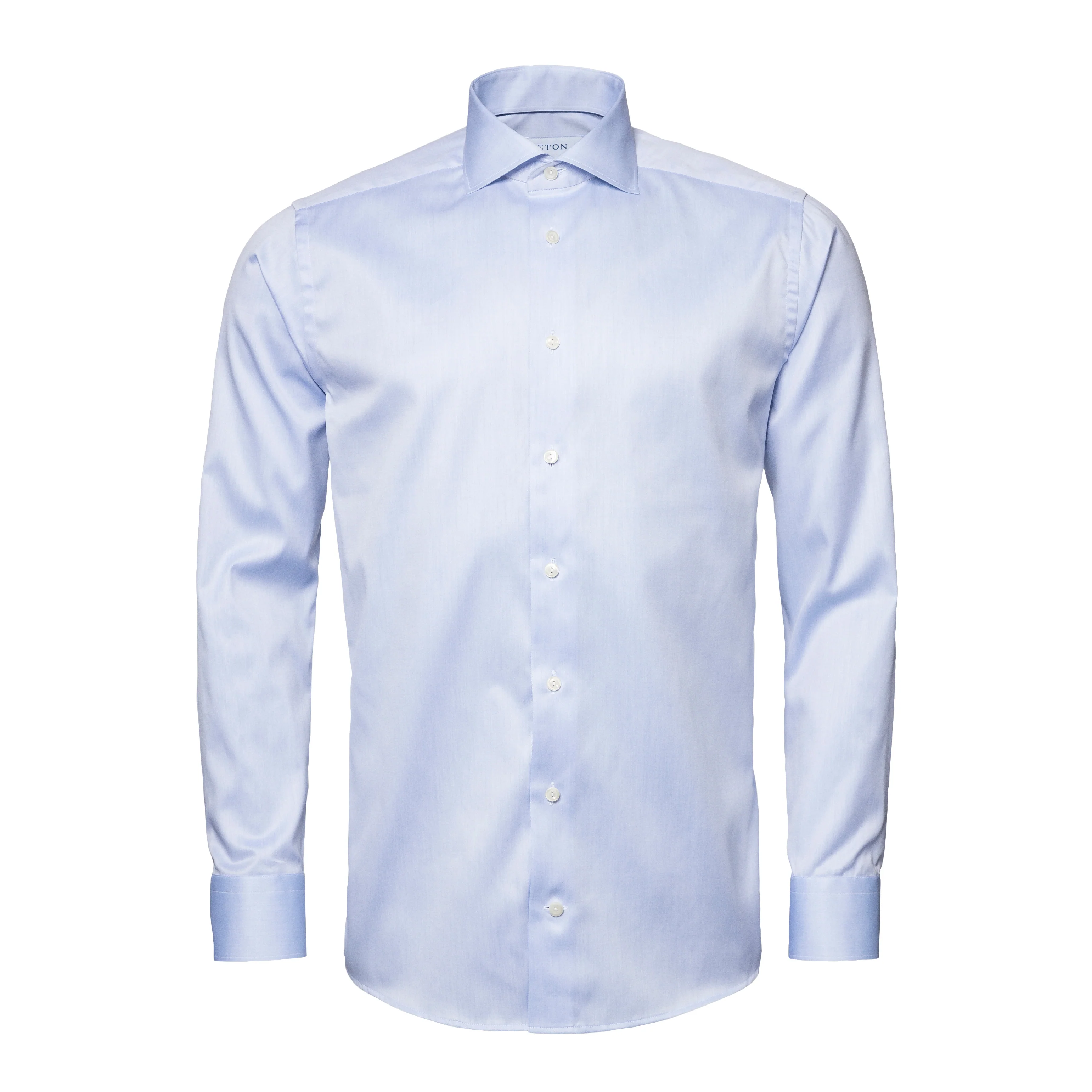 Light Blue Solid Signature Twill Wide Spread Collar Slim Fit Shirt - ETON - Image 2