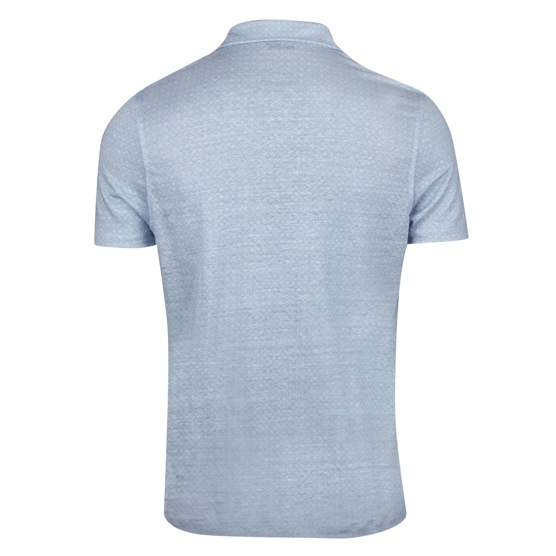 Light Blue Tonal Flower Linen Polo Shirt - Stenströms - Image 5