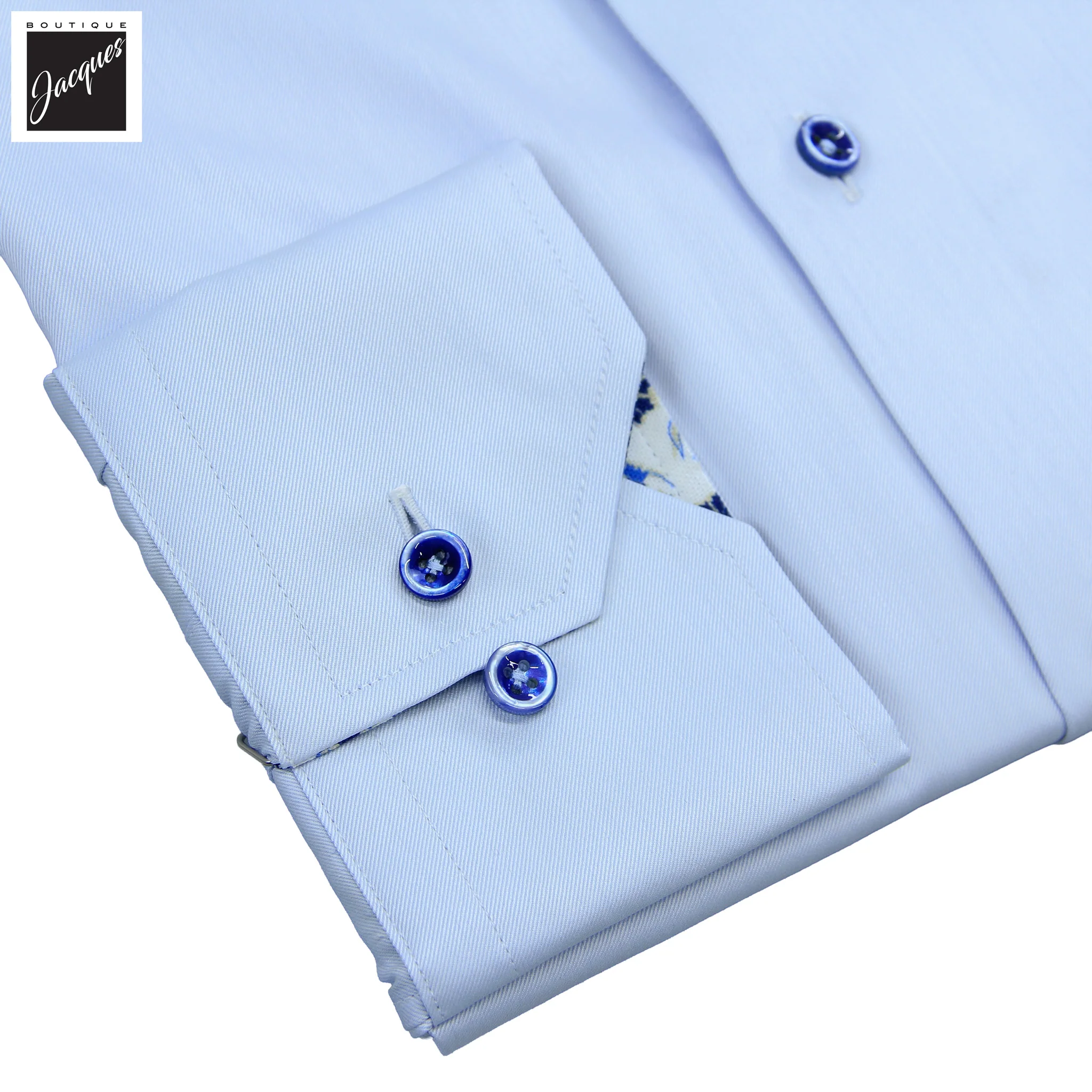 Light Blue Twill Slimline Shirt w/ Contrast - Stenströms - Image 3