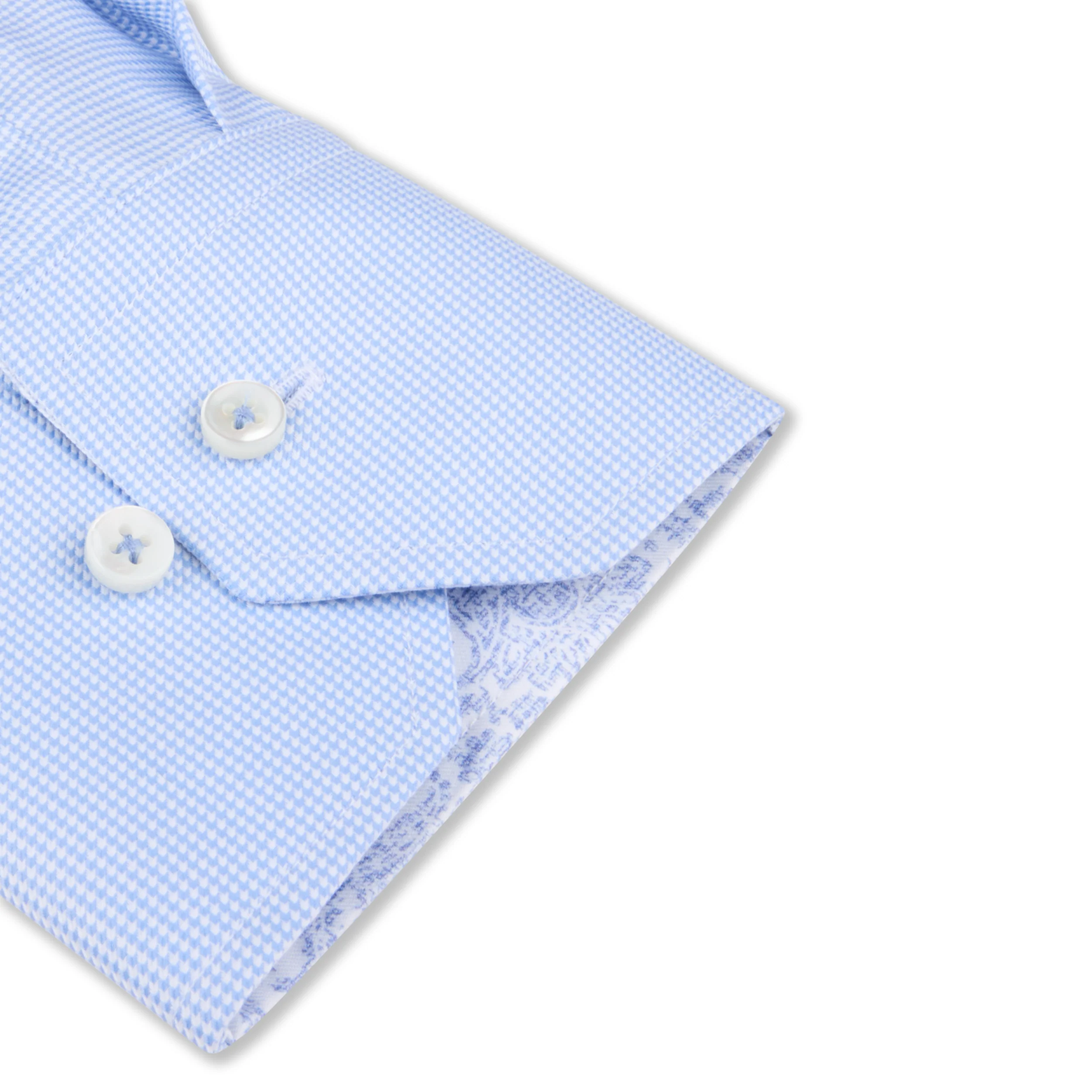 Light blue Twill Slimline Shirt with Paisley Contrast Trims - Stenströms - Image 6