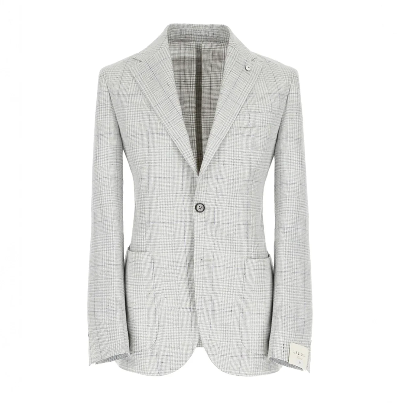Light Gray Prince of Wales Linen-Cotton Contemporary Fit Sport Jacket - L.B.M 1911 - Image 4