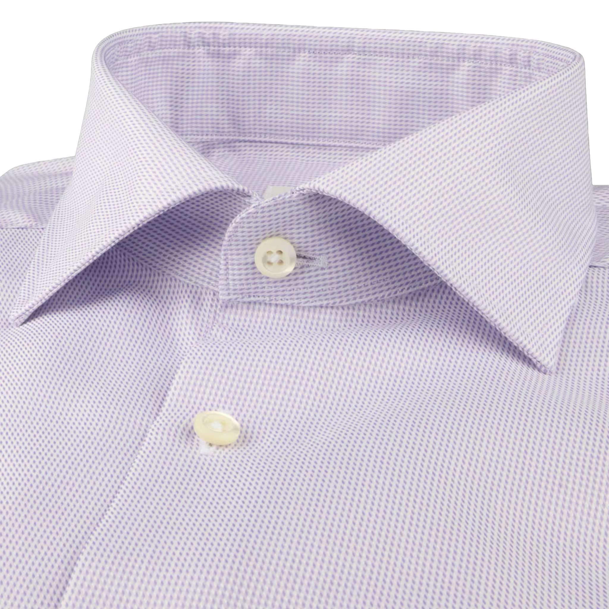 Light Purple Neat Cotton Twill Fitted Body Shirt - Stenströms - Image 2