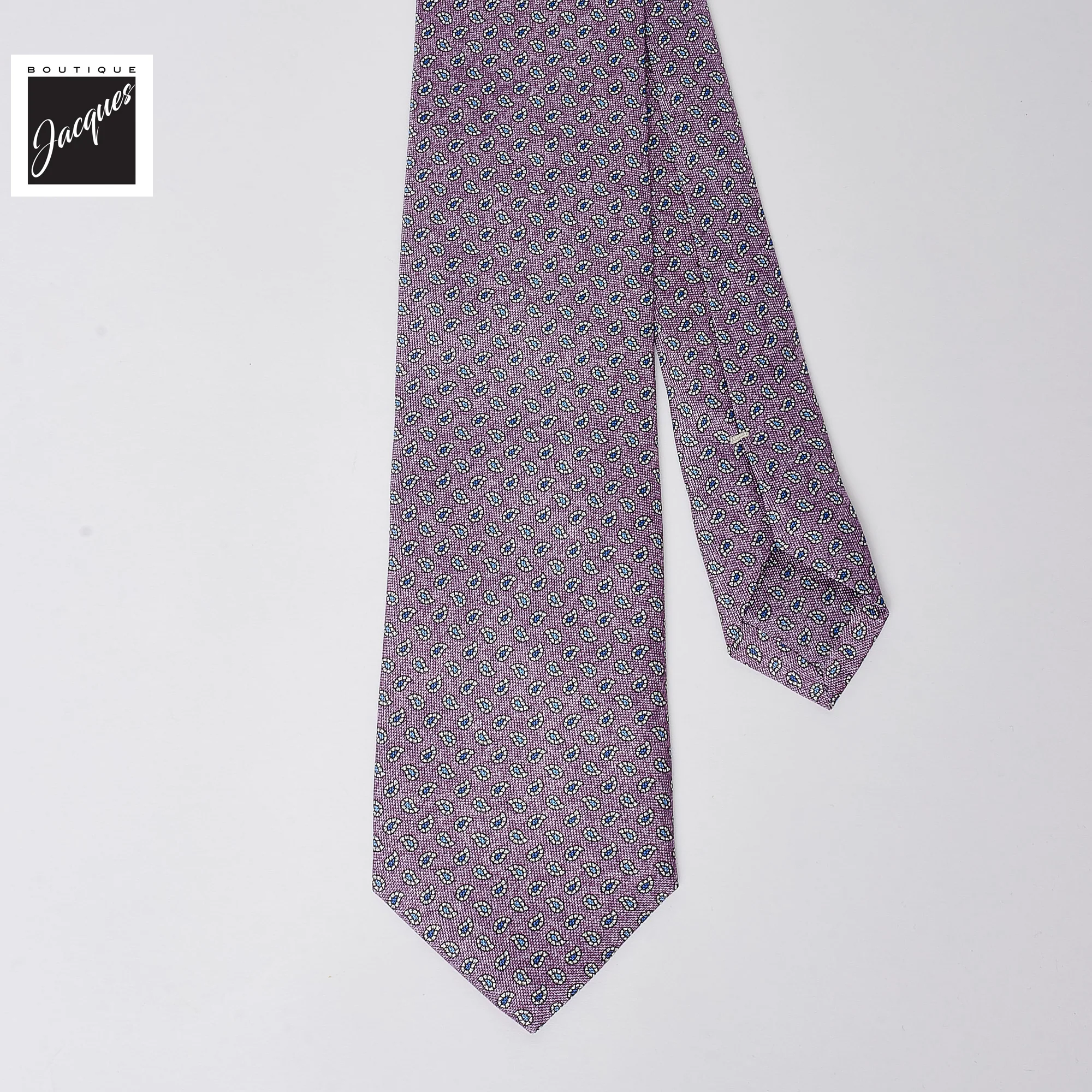 Mauve Micro Paisley Print Silk Tie - Paolo Albizzati - Image 3
