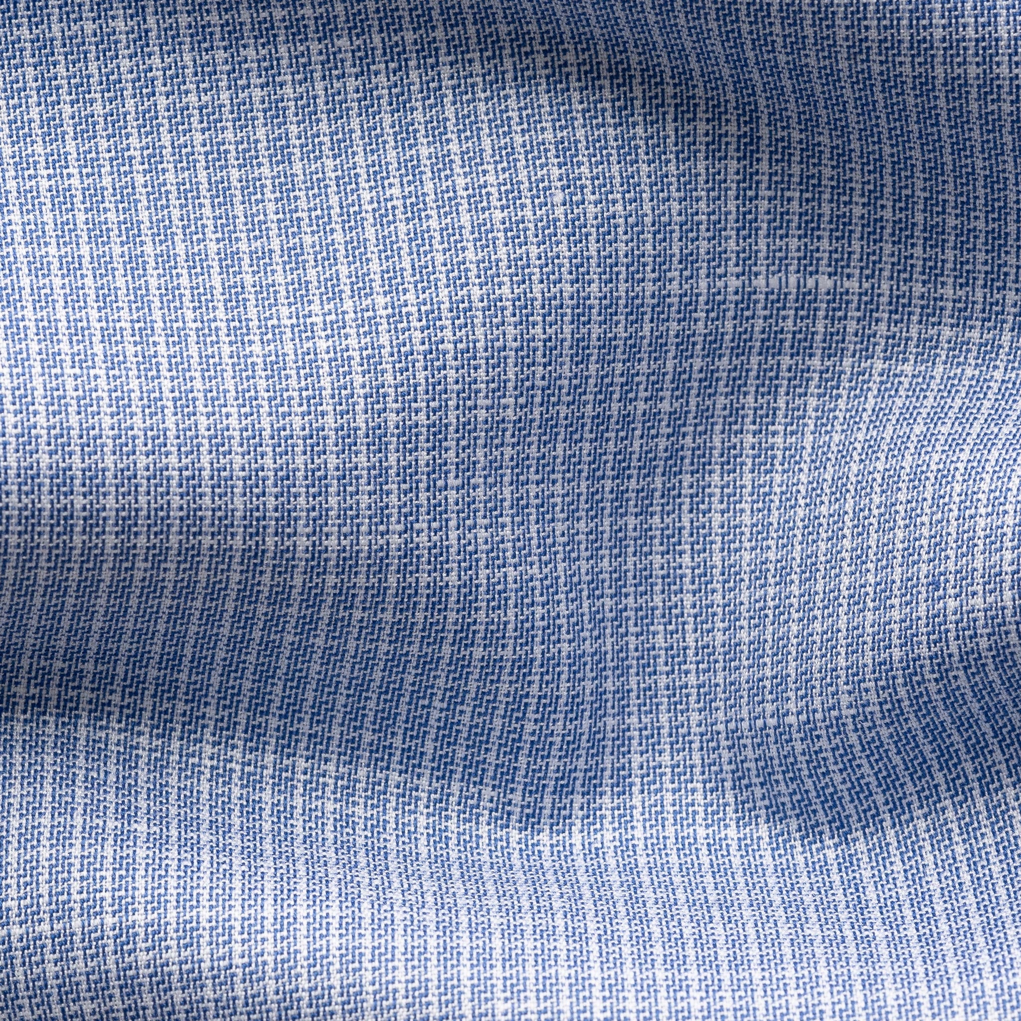 Mid Blue Micro Check Elevated Cotton/Linen Slim Fit Shirt - ETON - Image 4