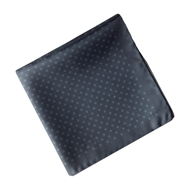 Blue/Gray Micro Floral Printed Silk Hankie - Stenströms