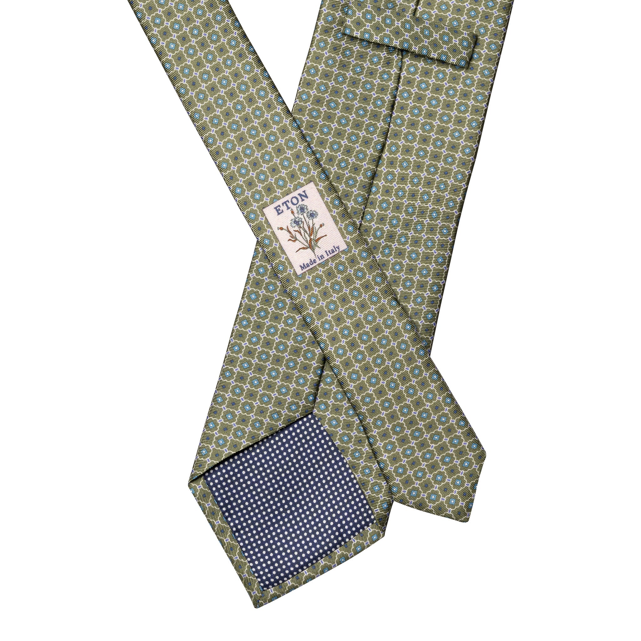 Mid Green Geometric Print Silk Tie - ETON - Image 3