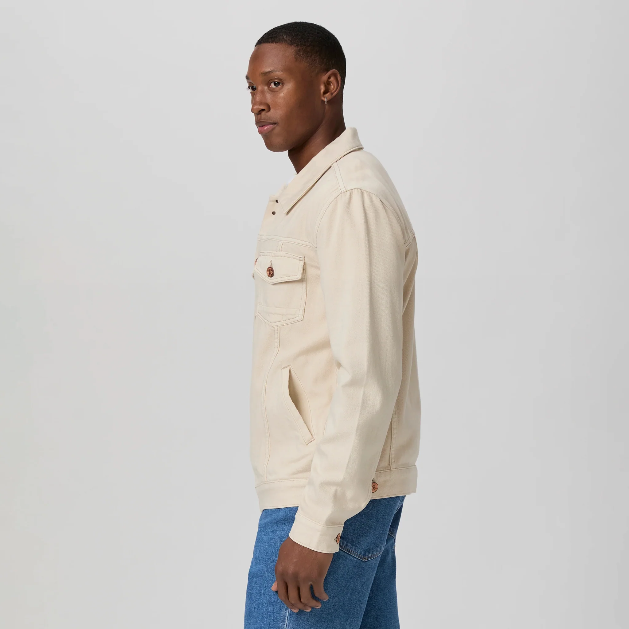 Natural (Beige) Lightweight Denim Scout Jacket - Paige - Image 3