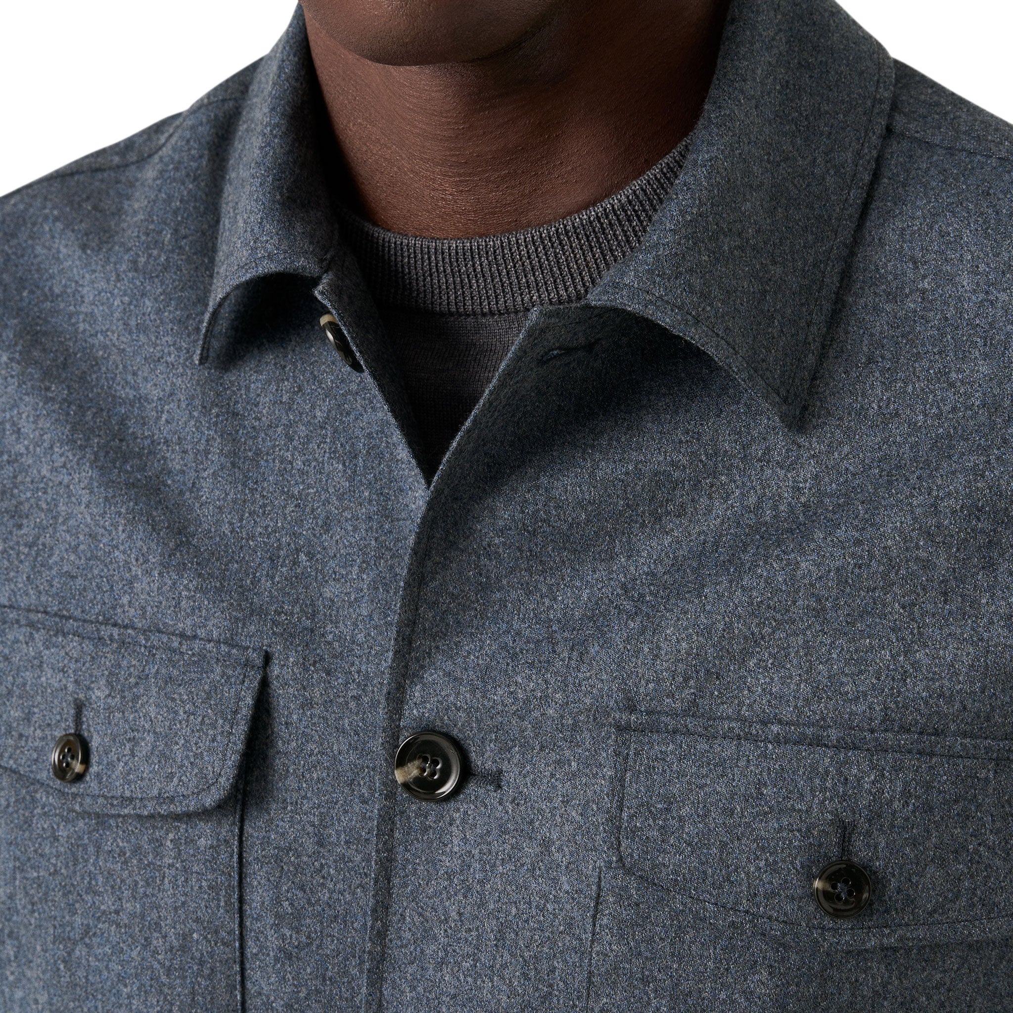 Steel Blue Active Wool Four-Pocket Overshirt - ETON - Image 4