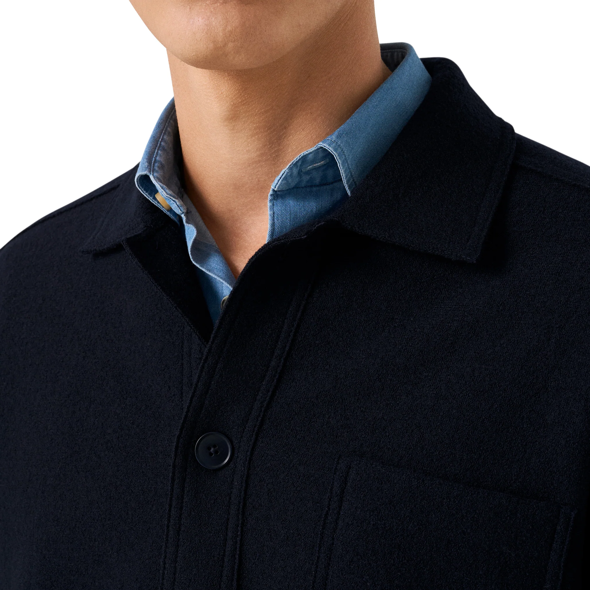 Navy Blue Boiled Wool Overshirt - ETON - Image 4
