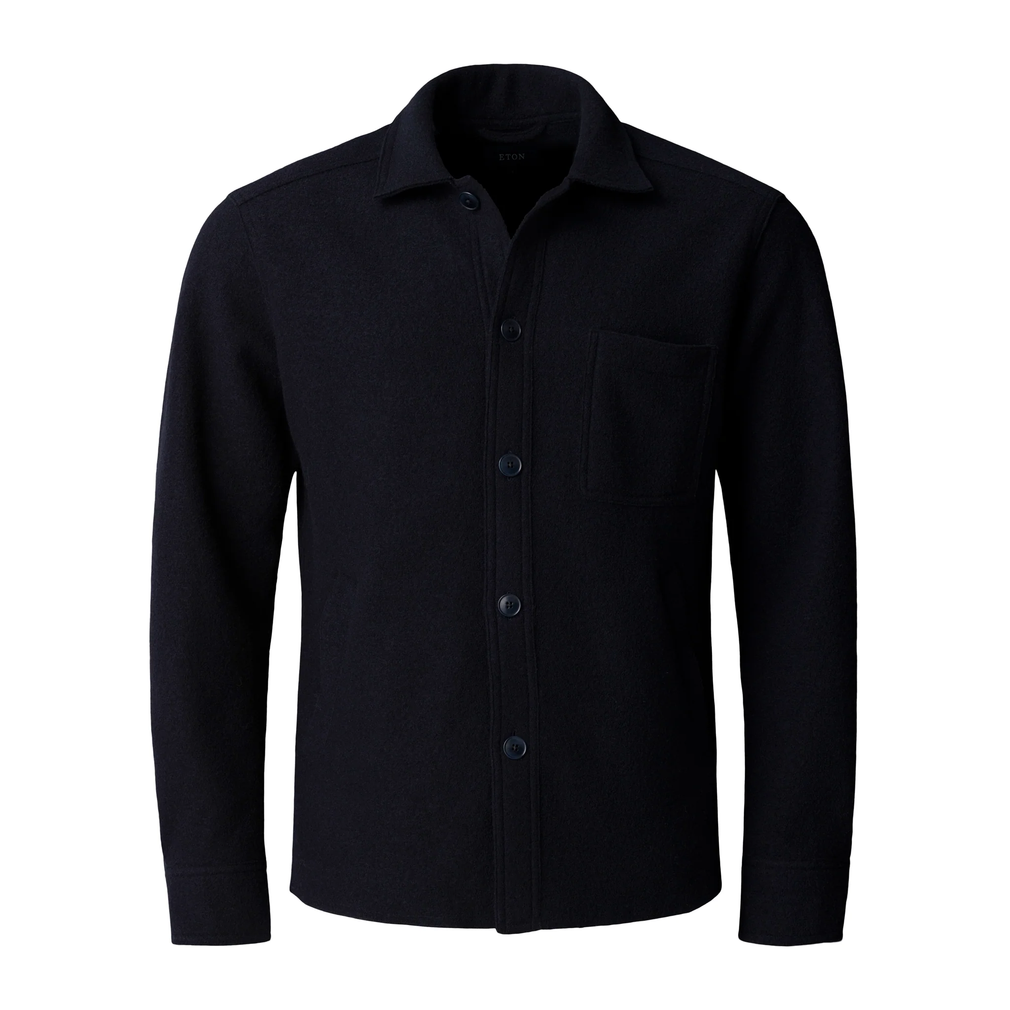 Navy Blue Boiled Wool Overshirt - ETON - Image 6